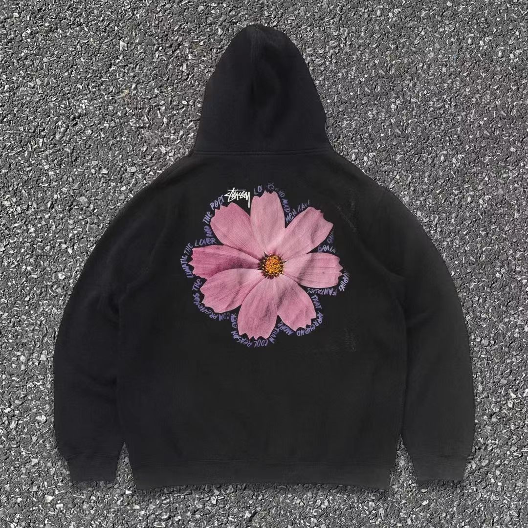 Designer × Japanese Brand Black floral print washed vintage hoodie Size US L / EU 52-54 / 3 - 1 Thumbnail