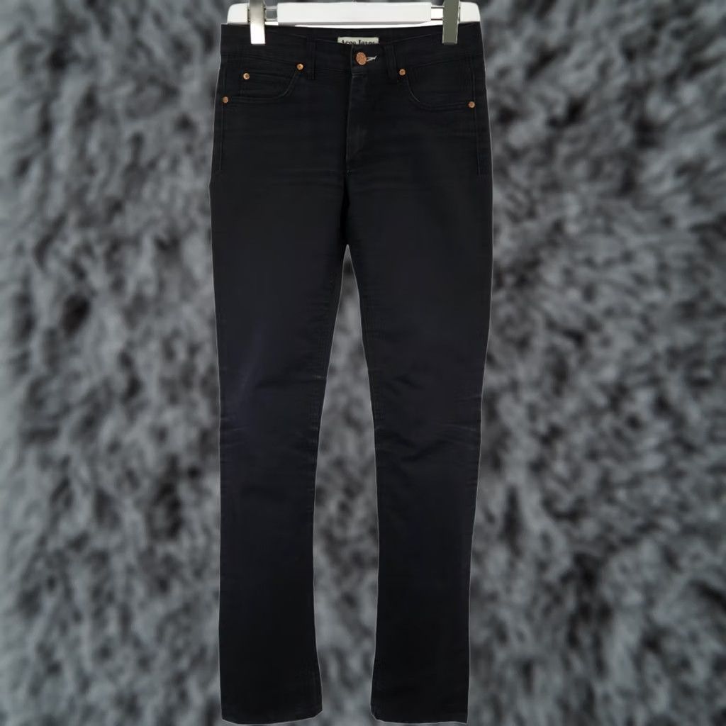 Denime Acne Jeans Women's Hex Black UPS Jeans W28/L34 Straight Black Denim Zip Fly Size 28" / US 6 / IT 42 - 1 Thumbnail