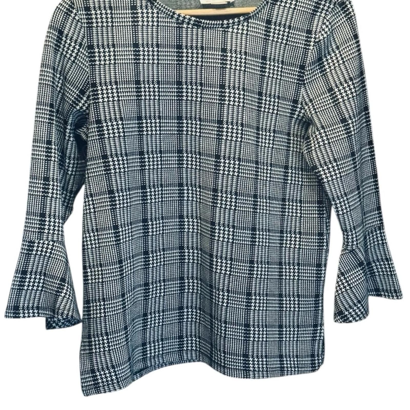 Designer Finn & Grace. Houndstooth Preppy Blouse. Size Medium. Size M / US 6-8 / IT 42-44 - 5 Thumbnail