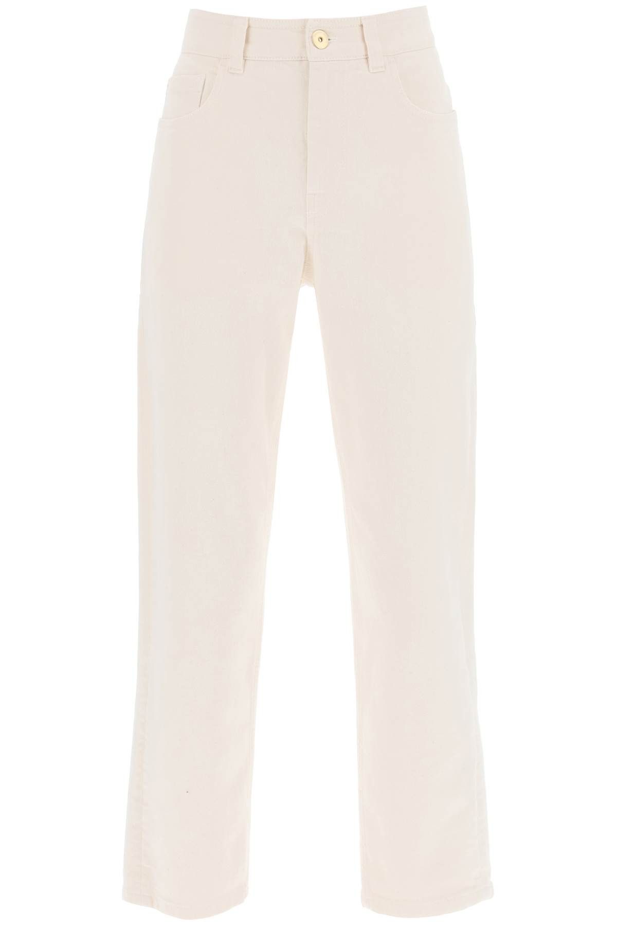 image of Brunello Cucinelli Able Cotton Denim Jeans For Everyday Wear in Ecru, Women's (Size 28)