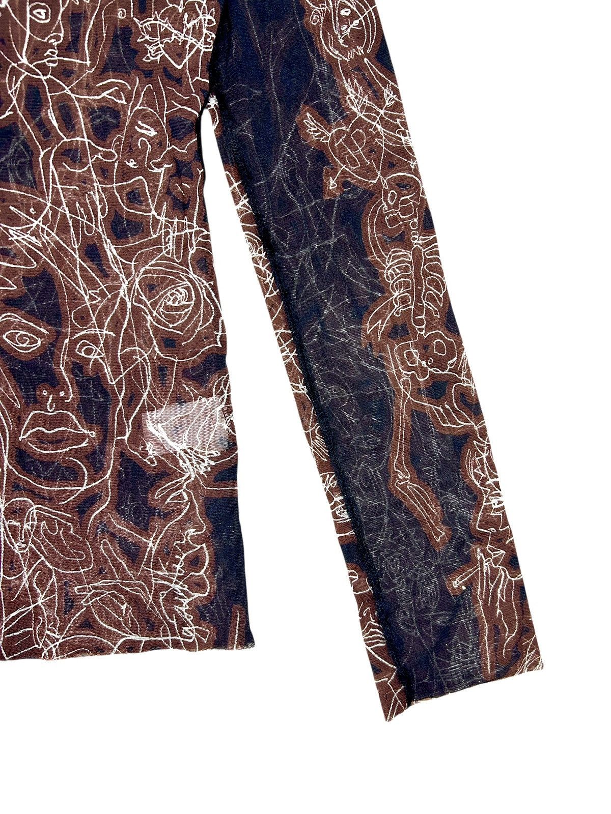Jean Paul Gaultier 90s 'Sketchbook Faces' Mesh Cardigan Size M / US 6-8 / IT 42-44 - 5 Thumbnail