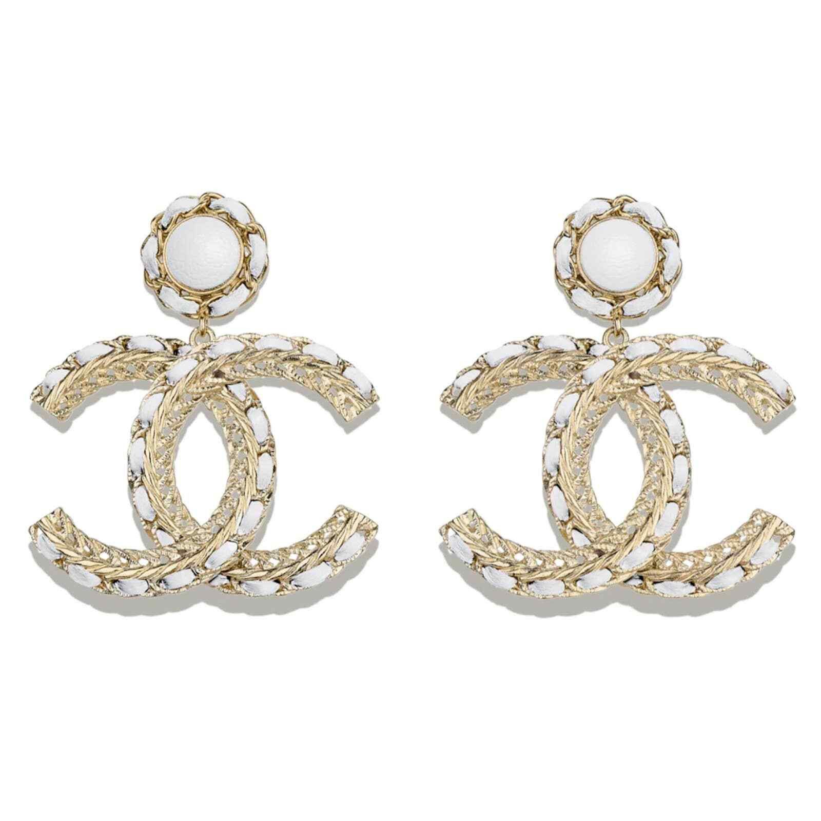 Chanel Chanel Leather Gold CC Logo Dangle Drop Statement Earrings Size ONE SIZE - 4 Thumbnail
