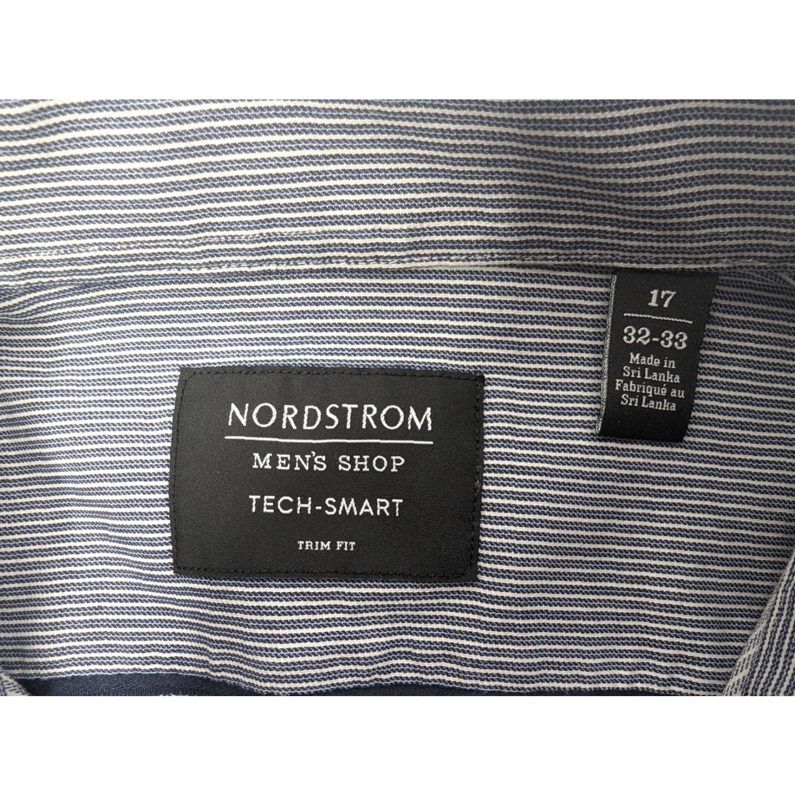 Nordstrom Nordstrom Dress Shirt Men 17 32/33 Grey Stripe Button-Down Collared 30 in 50 in Chest Regular Knit Cotton Casual Formal Shirt Size 46R - 7 Thumbnail