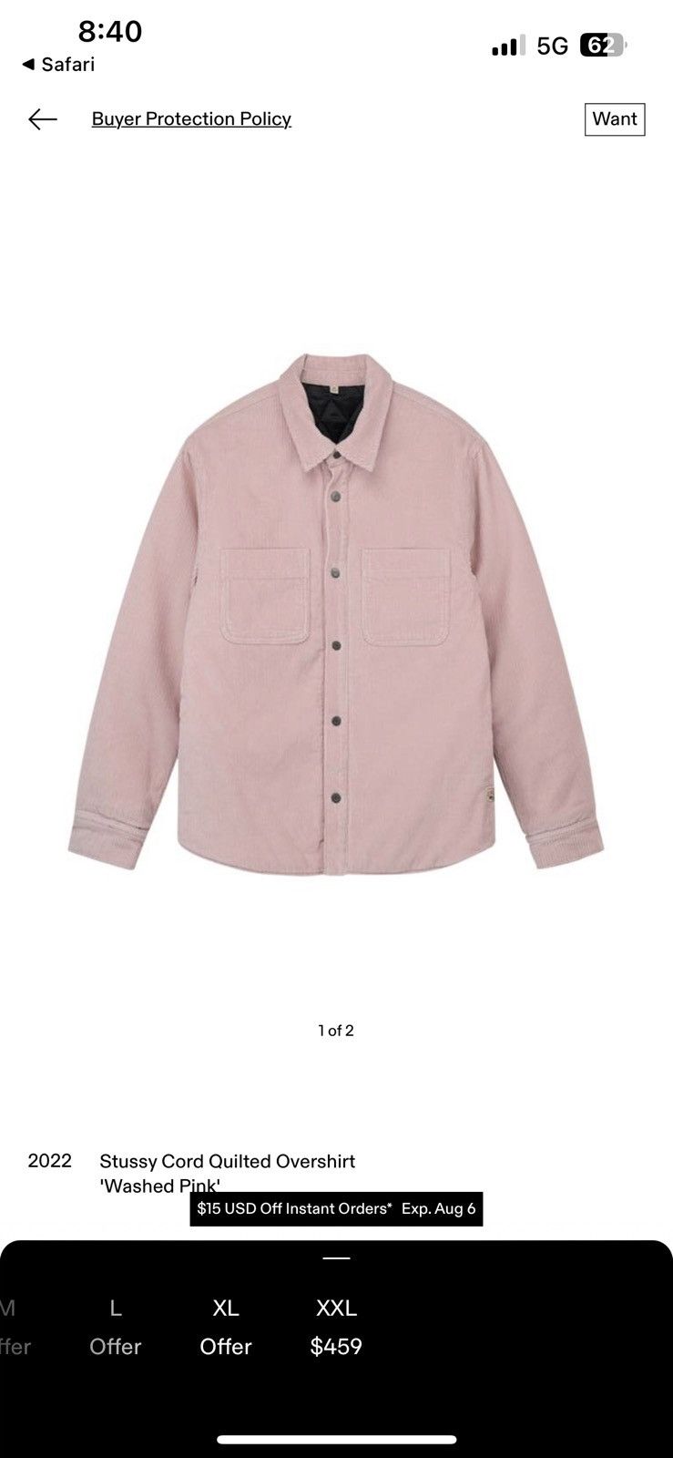 Stussy Stussy Cord Quilted Overshirt Size US XL / EU 56 / 4 - 4 Thumbnail