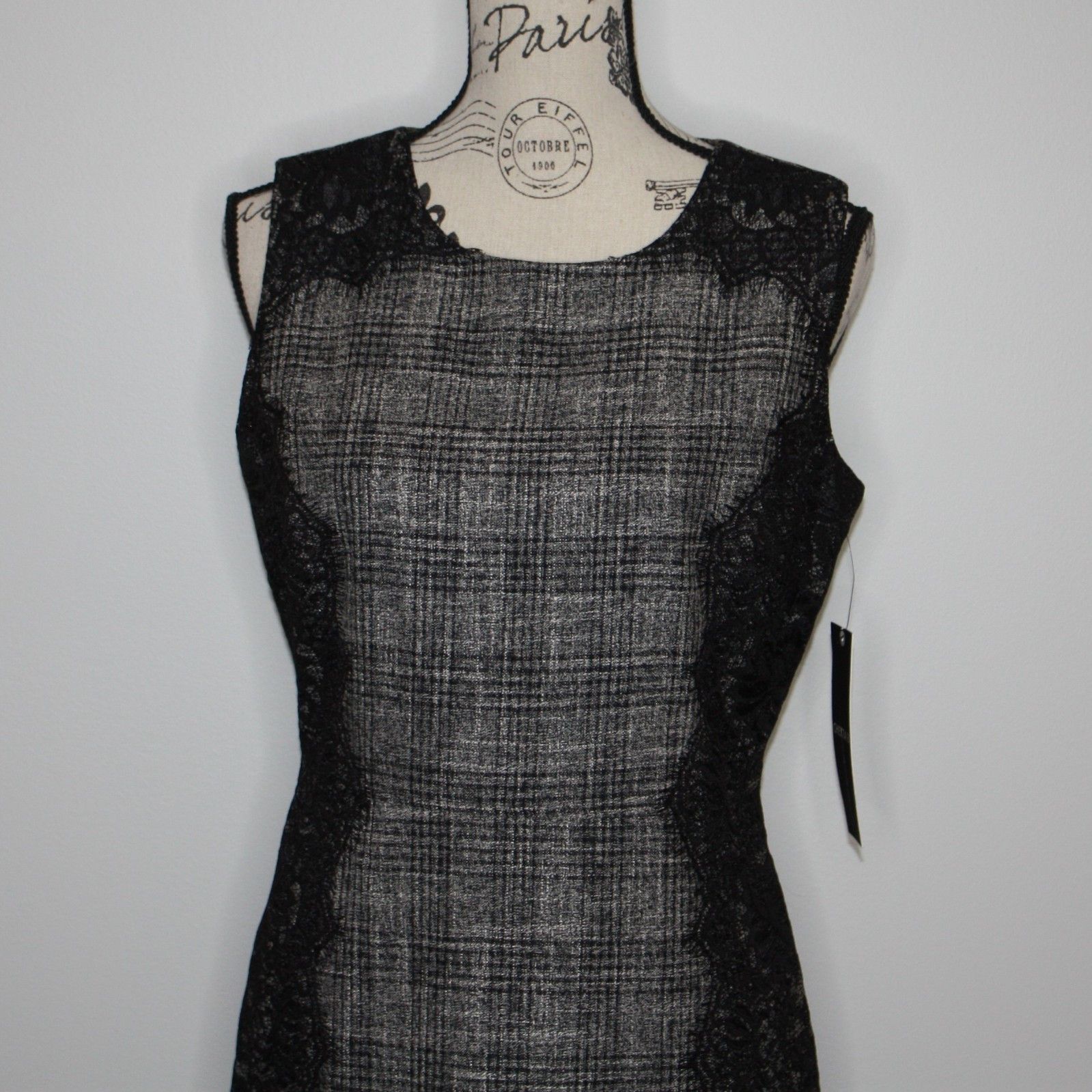 Other Chetta B Black Plaid & Lace Sleeveless Dress NWT MSRP $158 Size M / US 6-8 / IT 42-44 - 11 Thumbnail