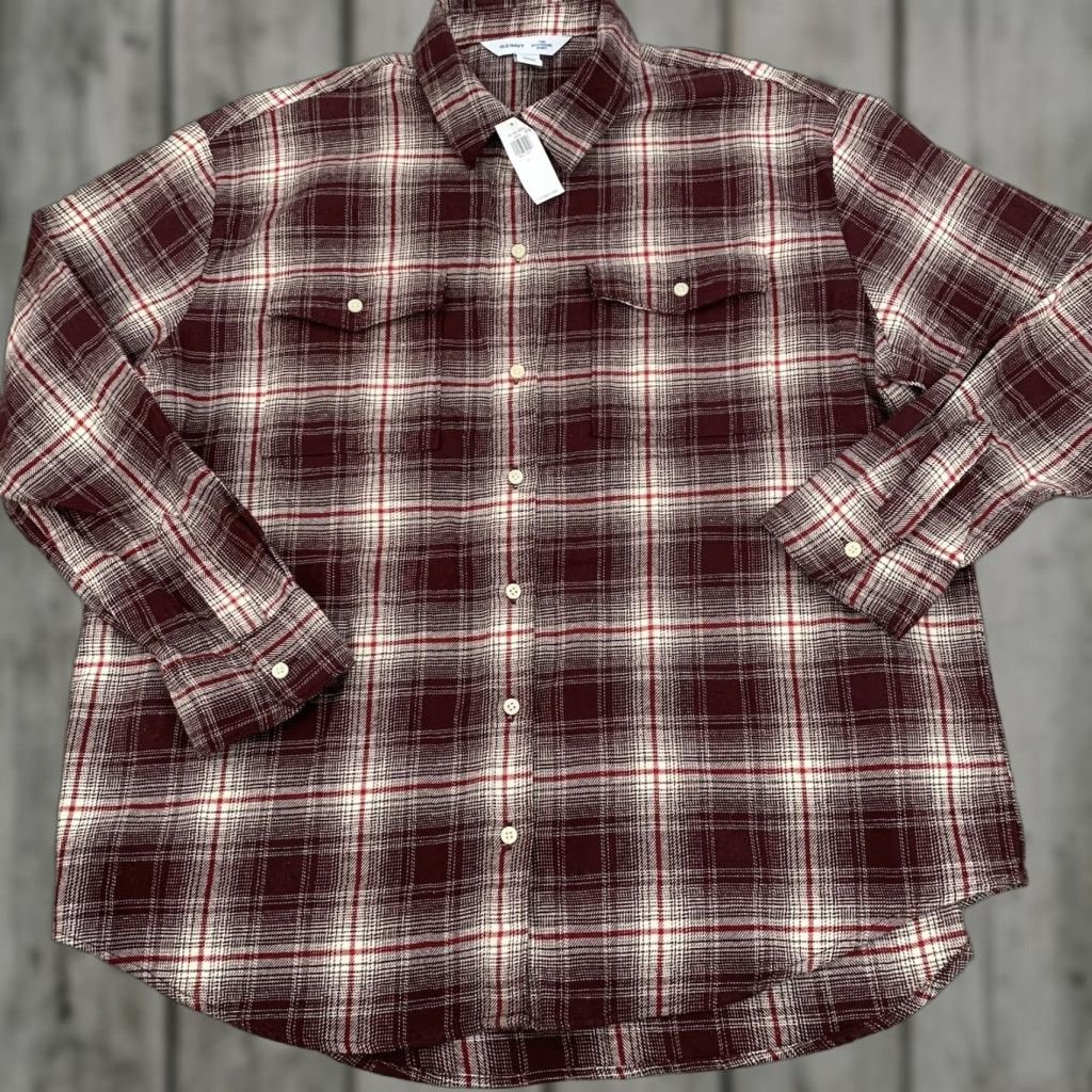 Old Navy VINTAGE Old Navy Flannel Shirt Womens Large The Boyfriend Maroon Plaid Button-Up NEW Size L / US 10 / IT 46 - 1 Thumbnail