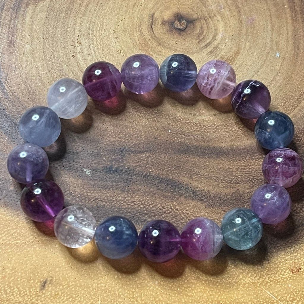 Other Fluorite bracelet striped layers rainbow colors stretch 12mm Size ONE SIZE - 9 Thumbnail