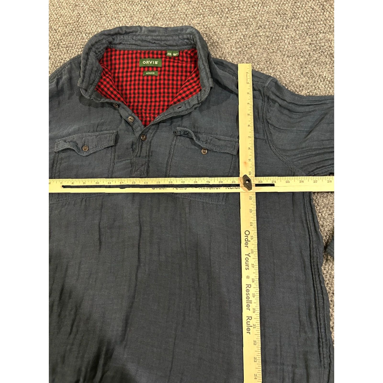 Orvis Orvis Shirt Mens 2XL Blue Chambray Flannel Lined Outdoor Workwear Button Up Size US XXL / EU 58 / 5 - 6 Thumbnail