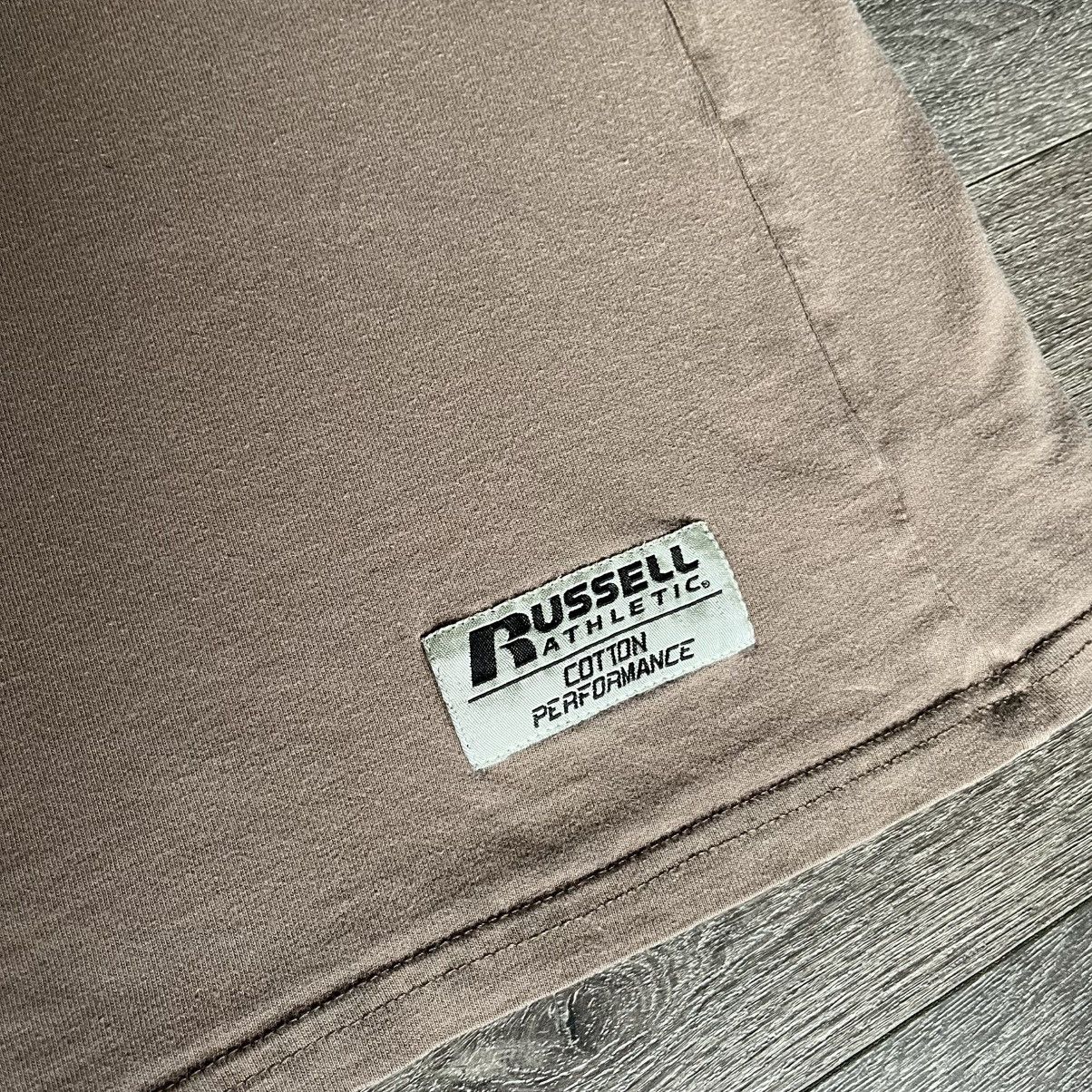 Russell Athletic × Vintage Vintage Y2K Russell Athletic Brown Wash Boxy Baggy Blank Tee Size US XXL / EU 58 / 5 - 4 Thumbnail