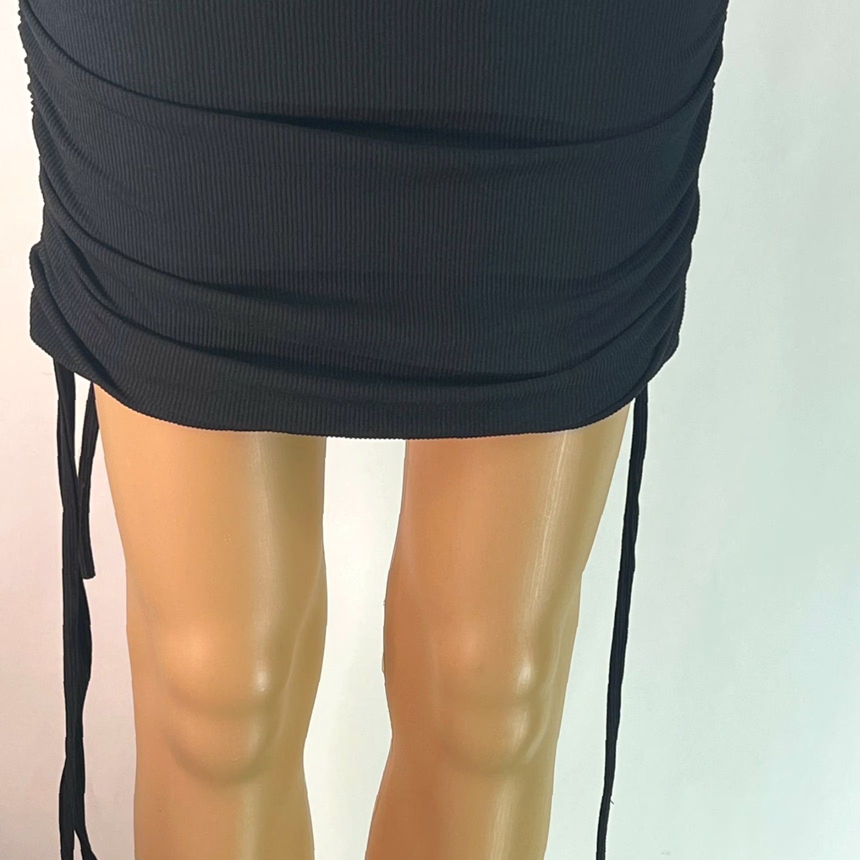 Vintage Womens Dress Bodycon Mini Sleeveless Side Ruched Black Square Neck Size Medium Size M / US 6-8 / IT 42-44 - 5 Thumbnail