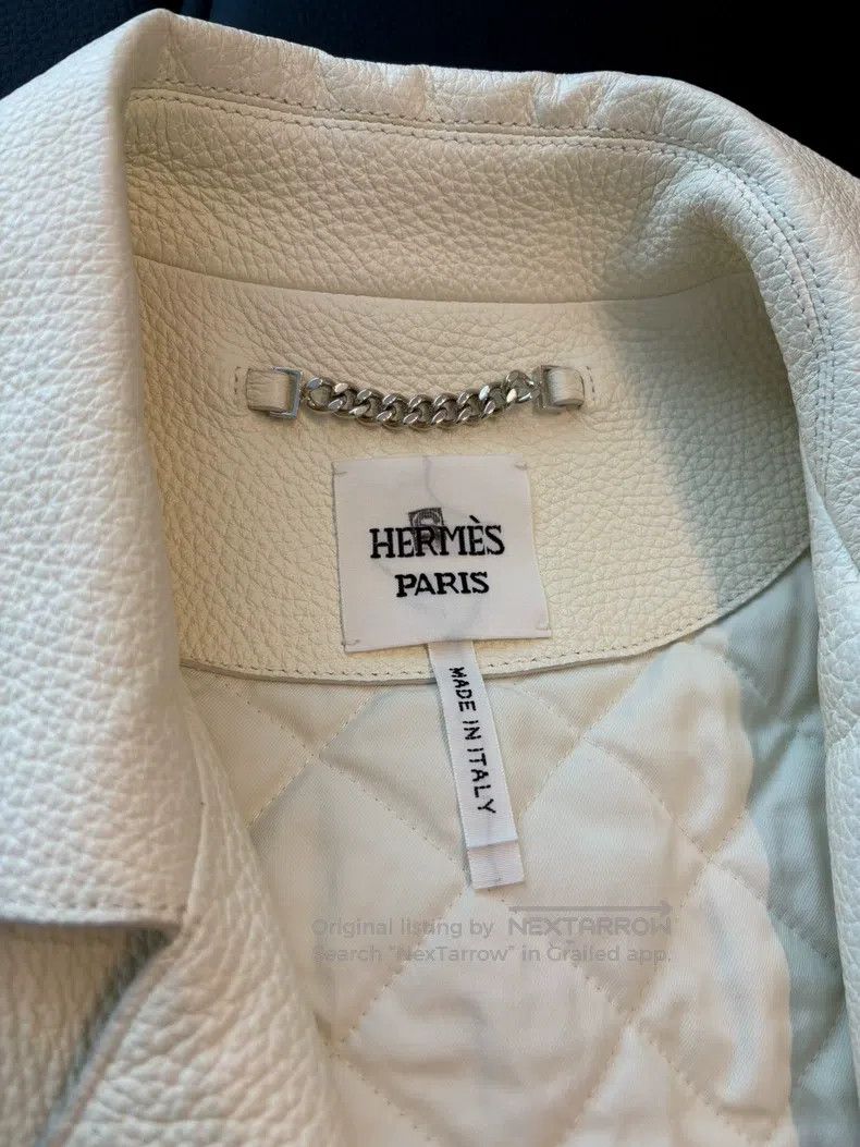 Hermes Hermes White Leather Jacket Size XXS / US 00 / IT 34 - 4 Thumbnail