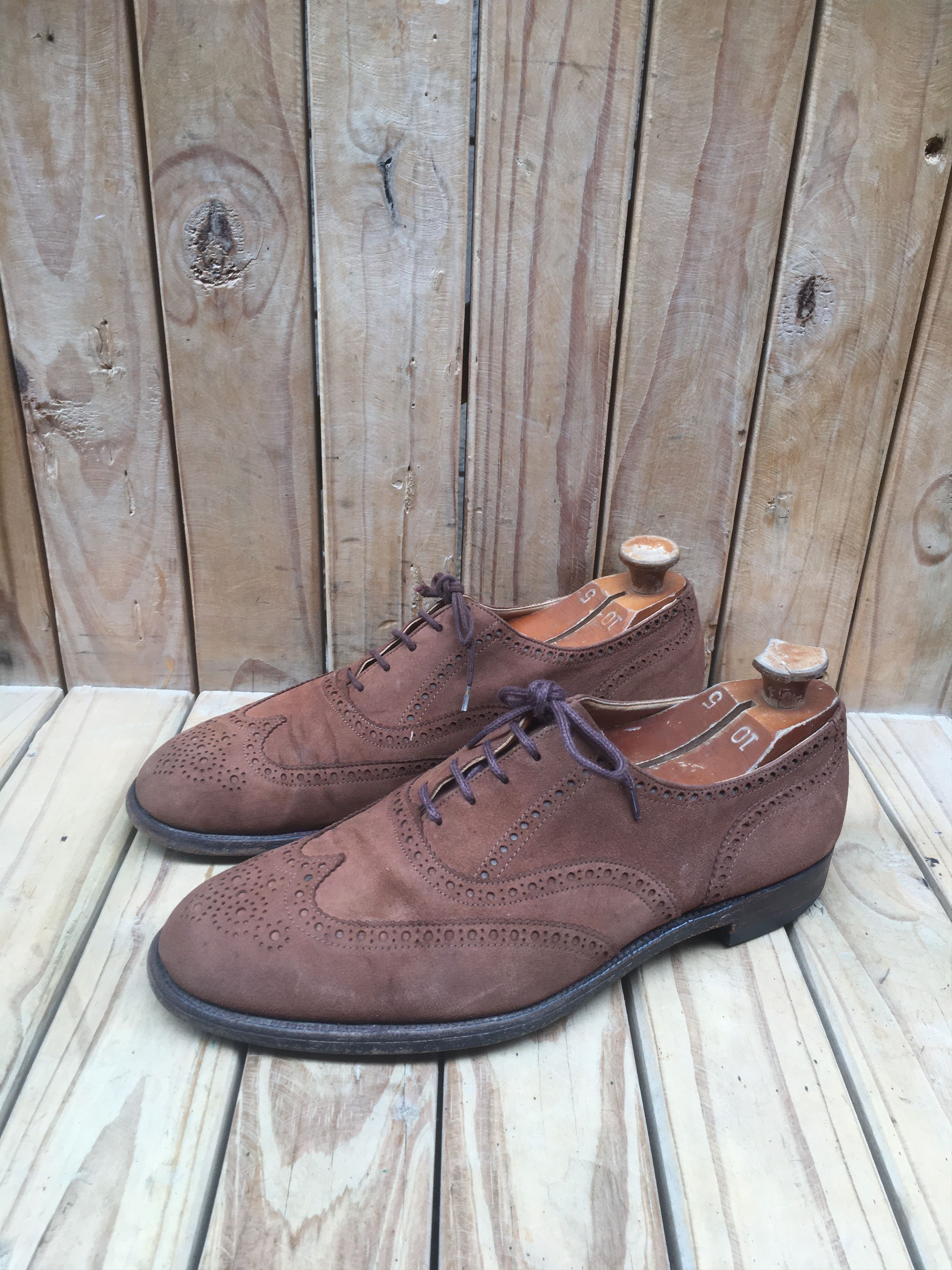 Tricker's Trickers Full Wing Tip suede Brown Mens Dress Shoes USA 11 Size US 11 / EU 44 - 1 Thumbnail