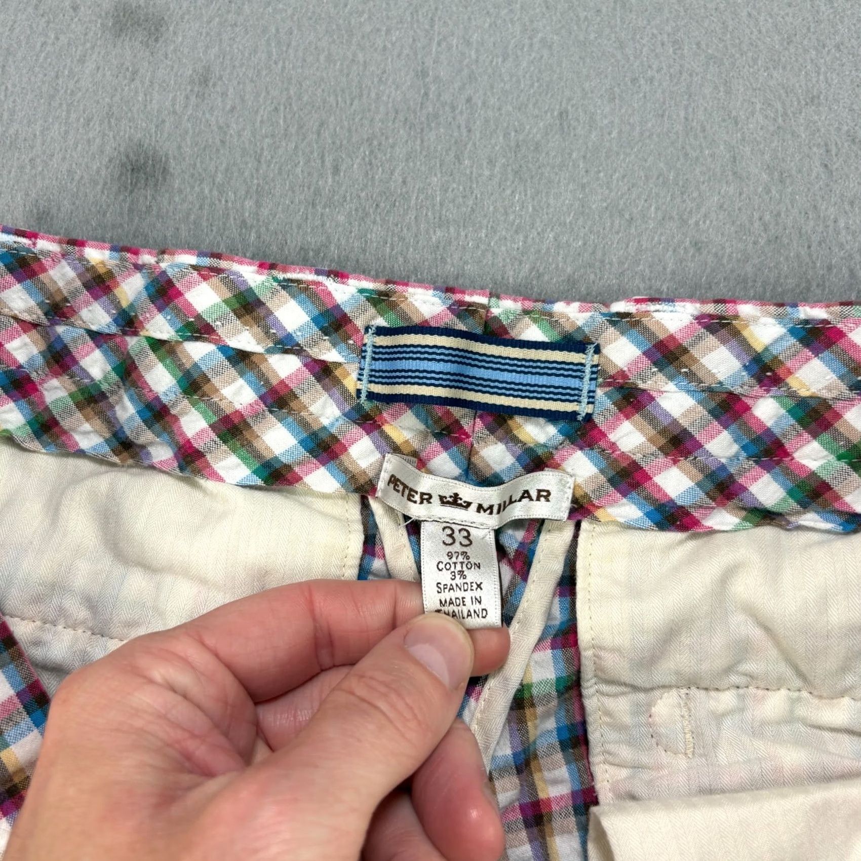 Peter Millar Peter Millar Shorts Mens 33 Plaid Multicolor Chino Seersucker Preppy Golf Cotton Short Size US 33 - 2 Thumbnail