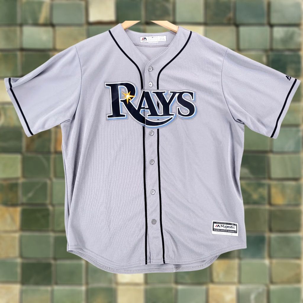 Vintage VINTAGE Majestic Tampa Bay Rays Jersey Gray Button Up 90s Made USA Mens XL Size US XL / EU 56 / 4 - 1 Thumbnail