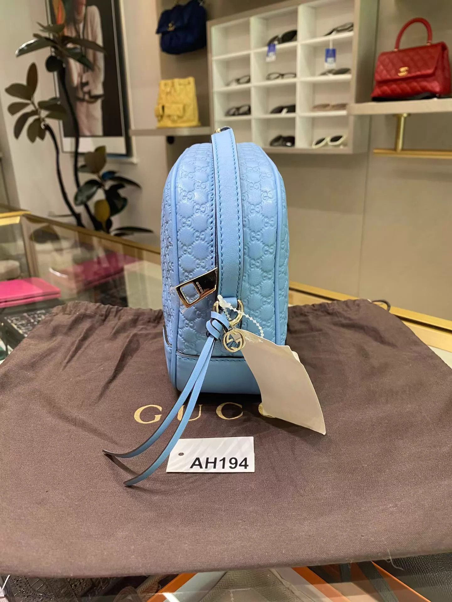Gucci Gucci Bree Camera Bag Light Blue MicroGG Calfskin 023 Size ONE SIZE - 4 Thumbnail