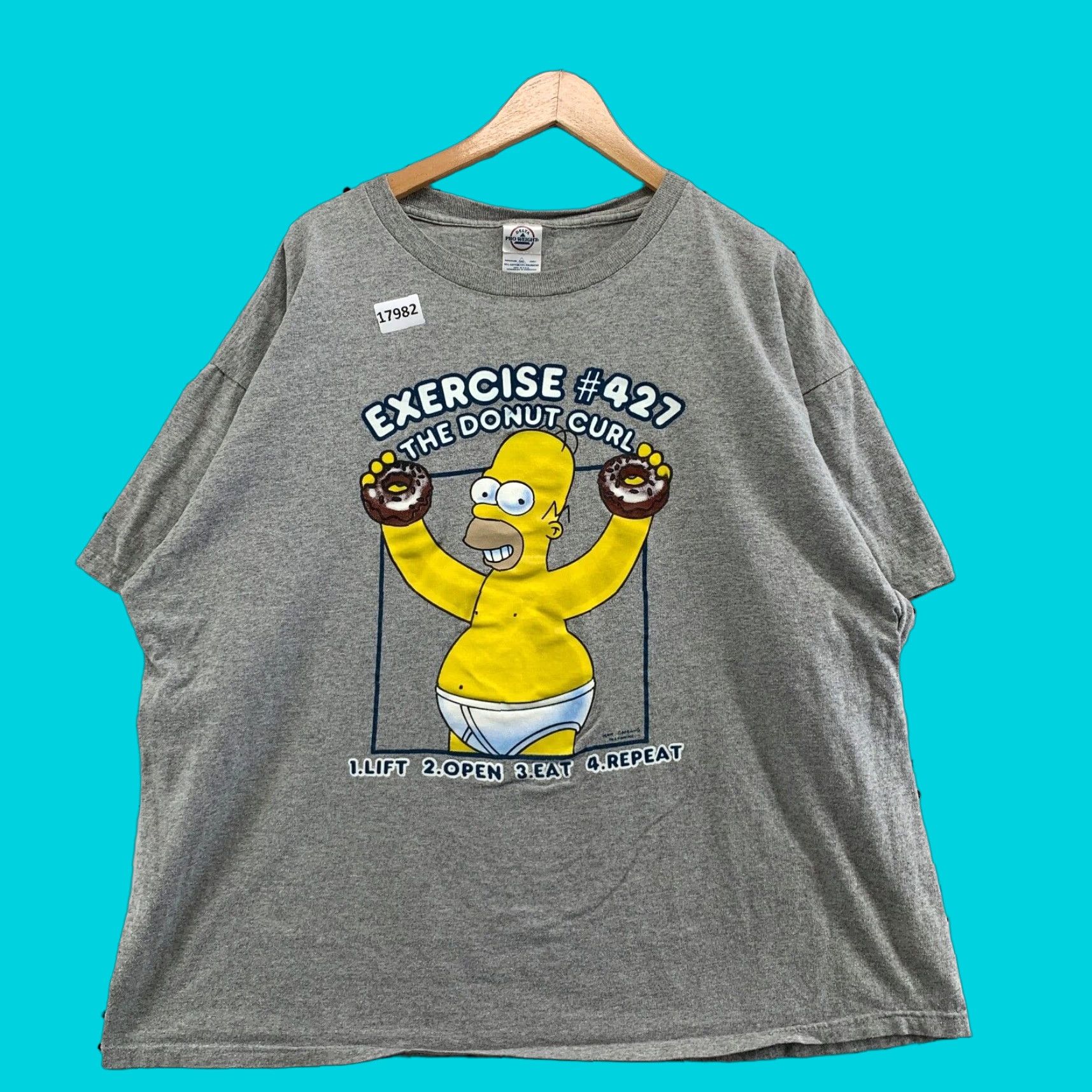 Vintage VINTAGE The Simpsons Funny Naked Workout Graphic T-Shirt Adult 2XL Gray Short Sleeve Cartoon Mens Size US XXL / EU 58 / 5 - 1 Thumbnail