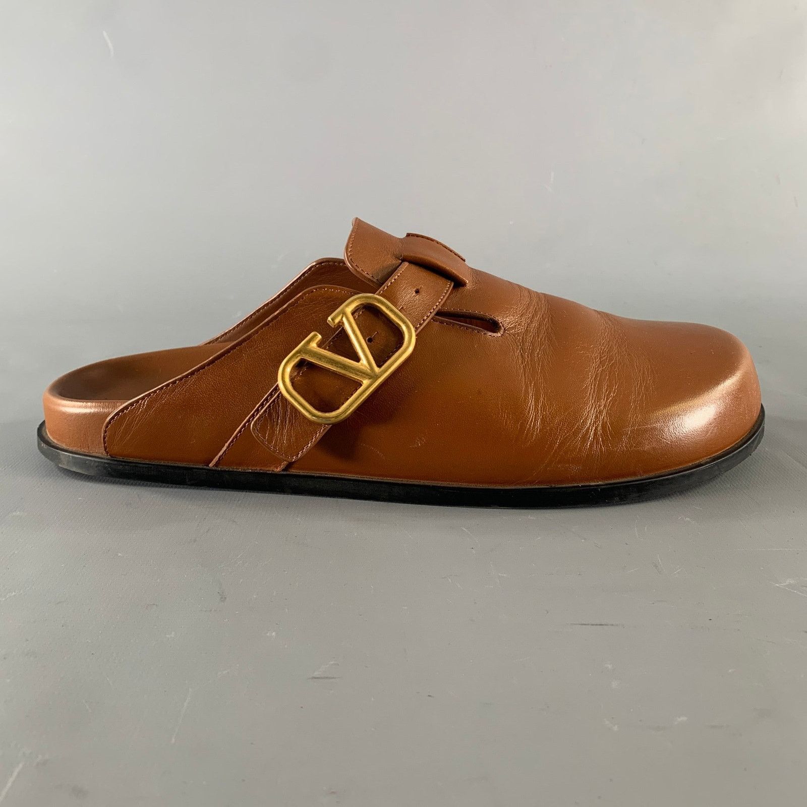 Valentino Size 9 Brown Solid Leather Slip On Sandals Size US 9 / EU 42 - 2 Thumbnail