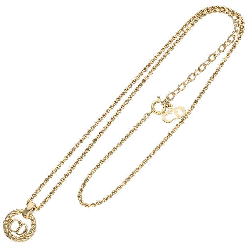image of Dior Gold Plated Necklcae With Round Cd Pendant, Women's