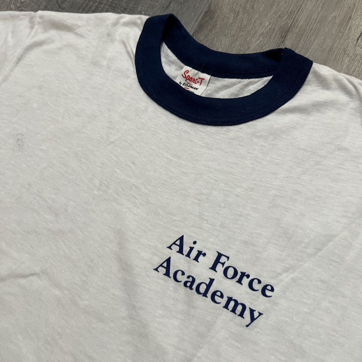 Vintage VTG Air Force Academy 70s/80s White Ringer USAF Military Tee Size US L / EU 52-54 / 3 - 2 Thumbnail