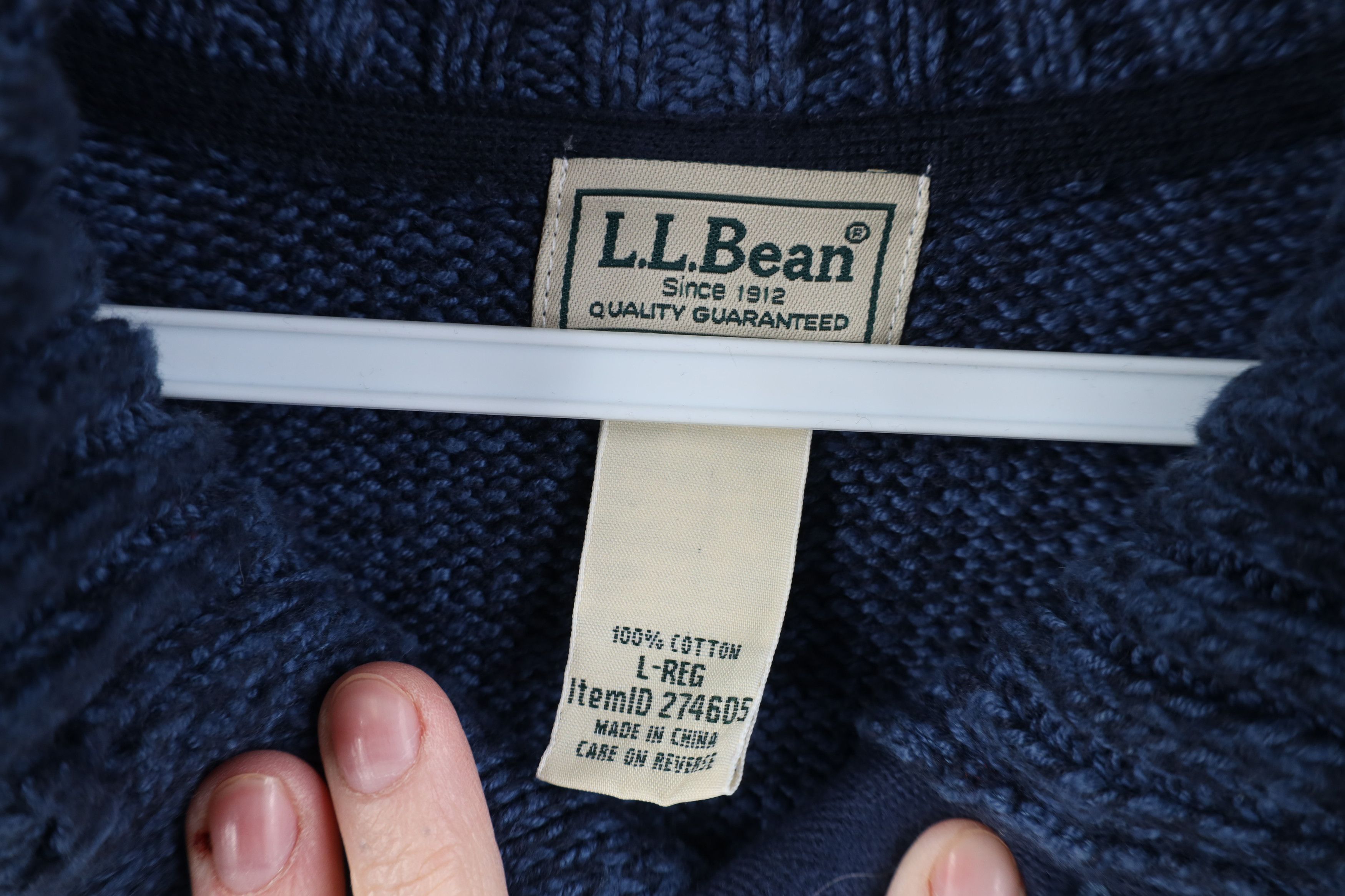 L.L. Bean Vintage LL Bean Heavyweight Cotton Knit Henley Sweater Blue Size US L / EU 52-54 / 3 - 6 Thumbnail