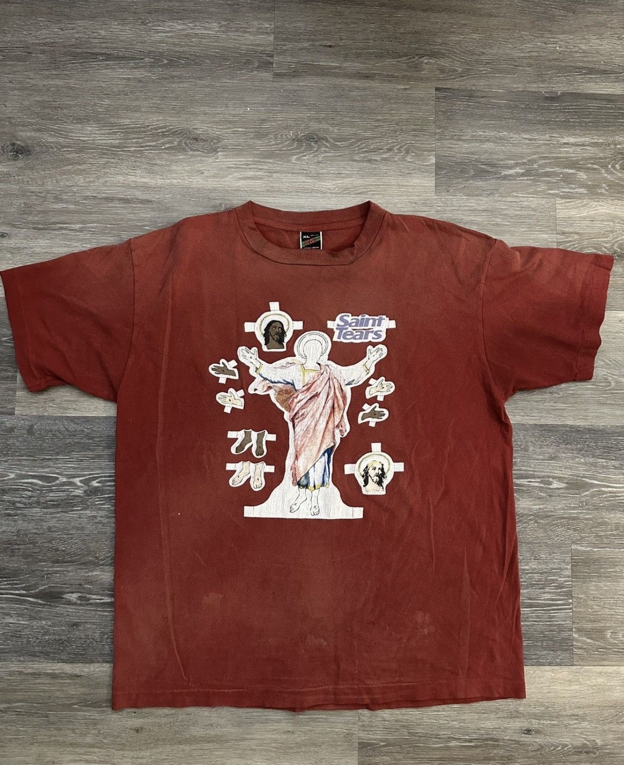 image of Denim Tears Saint Tears T-Shirt in Red, Men's (Size XL)