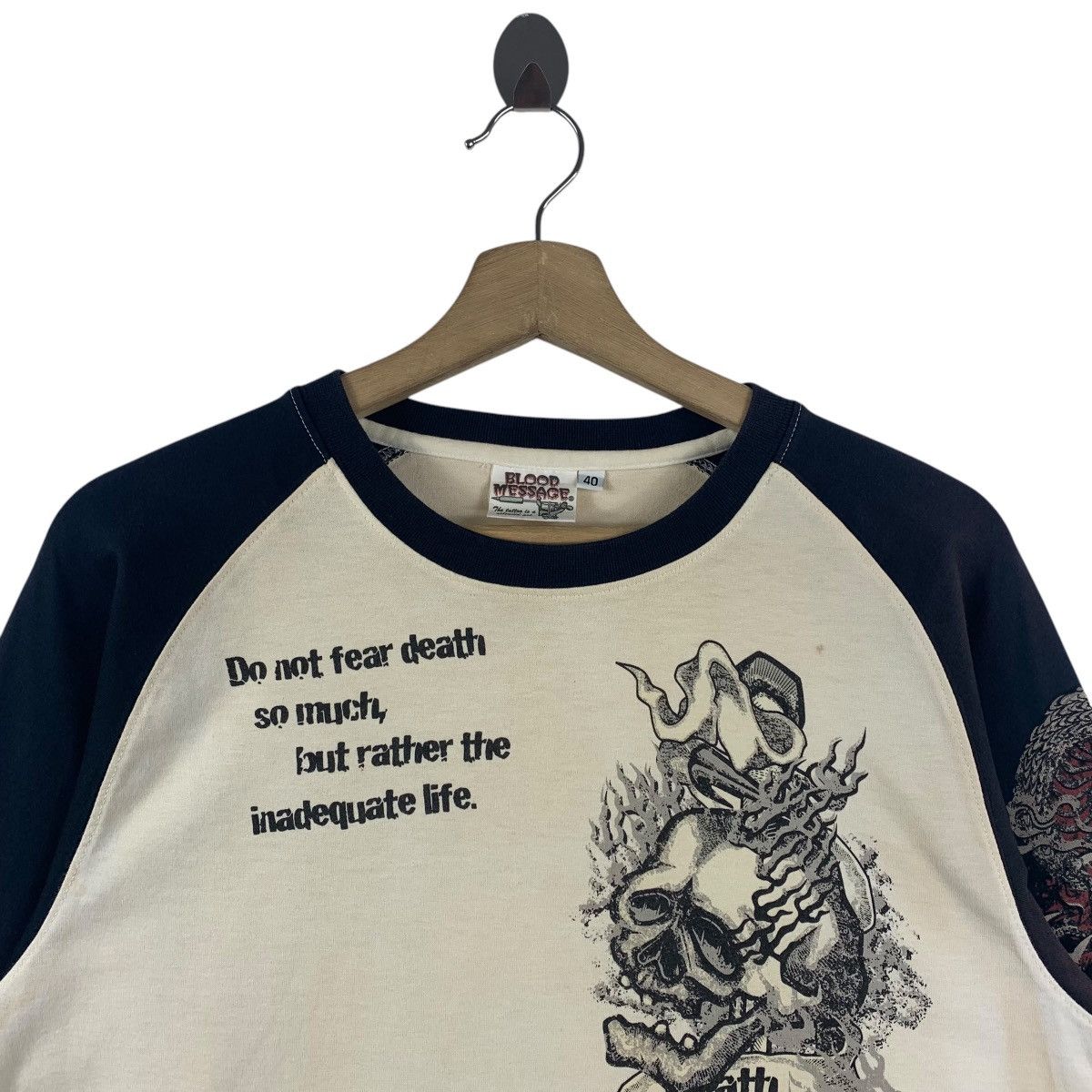 Japanese Brand Vintage BLOOD MASSAGE death before dishoner long sleeve tee Size US M / EU 48-50 / 2 - 2 Thumbnail