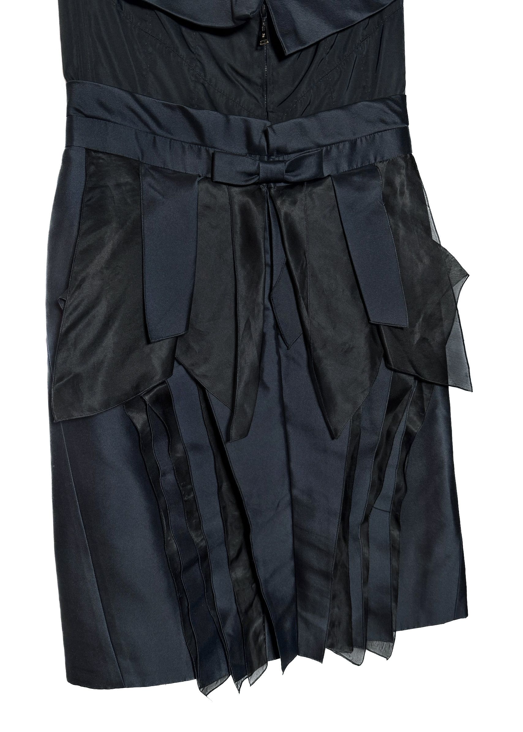 Louis Vuitton Louis Vuitton Navy Blue Satin Bustier Strapless Bow Dress Size L / US 10 / IT 46 - 3 Thumbnail
