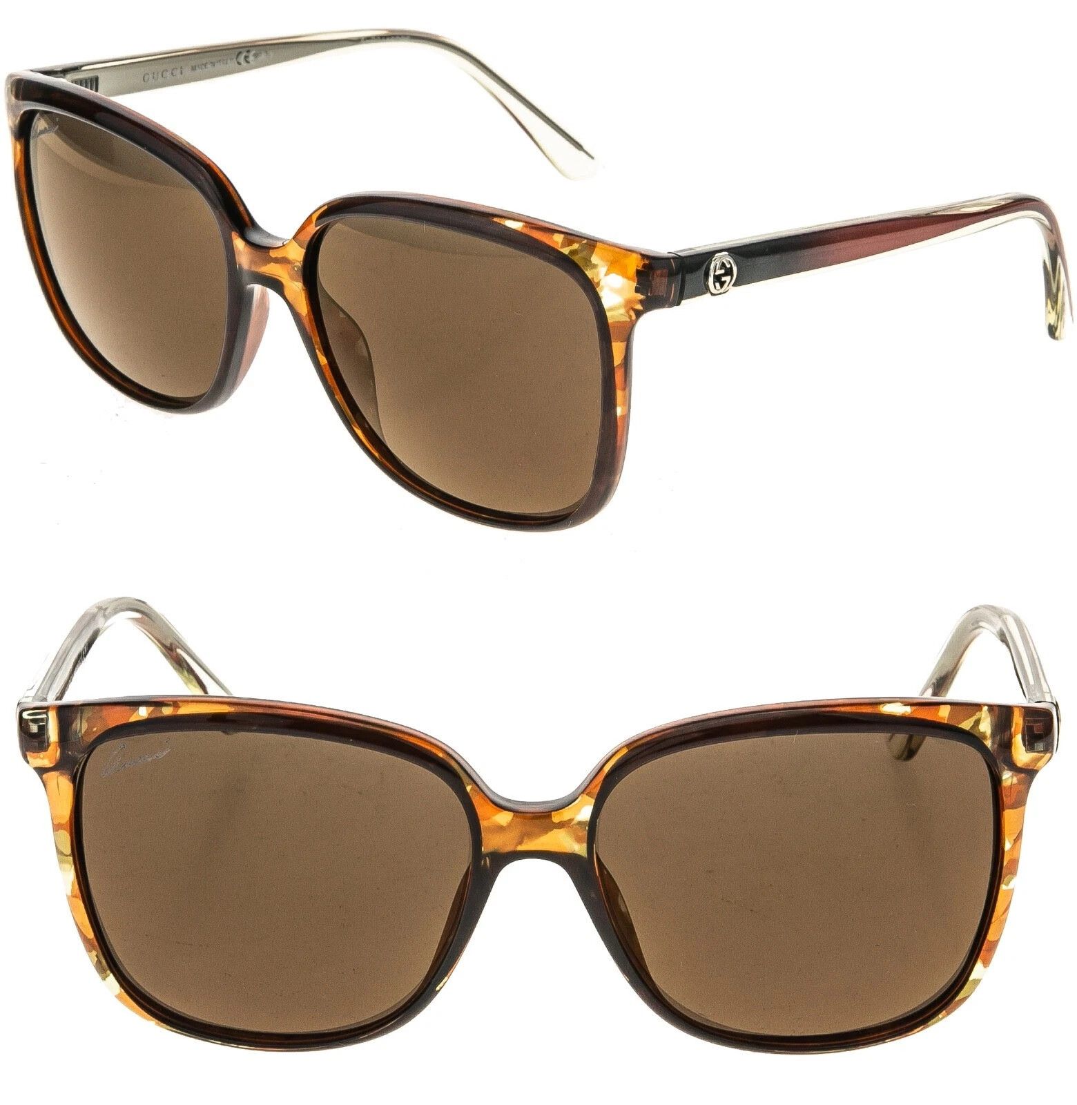 GUCCI GG3696S 3696 Crystal Brown Havana Mirrored Sunglasses