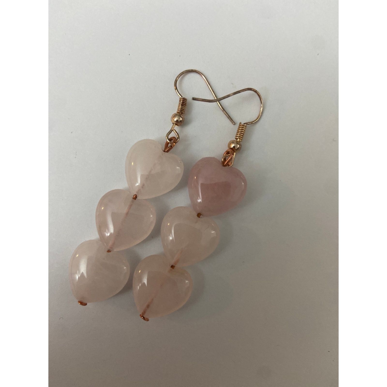 Handmade Rose quartz heart earrings Size ONE SIZE - 3 Thumbnail