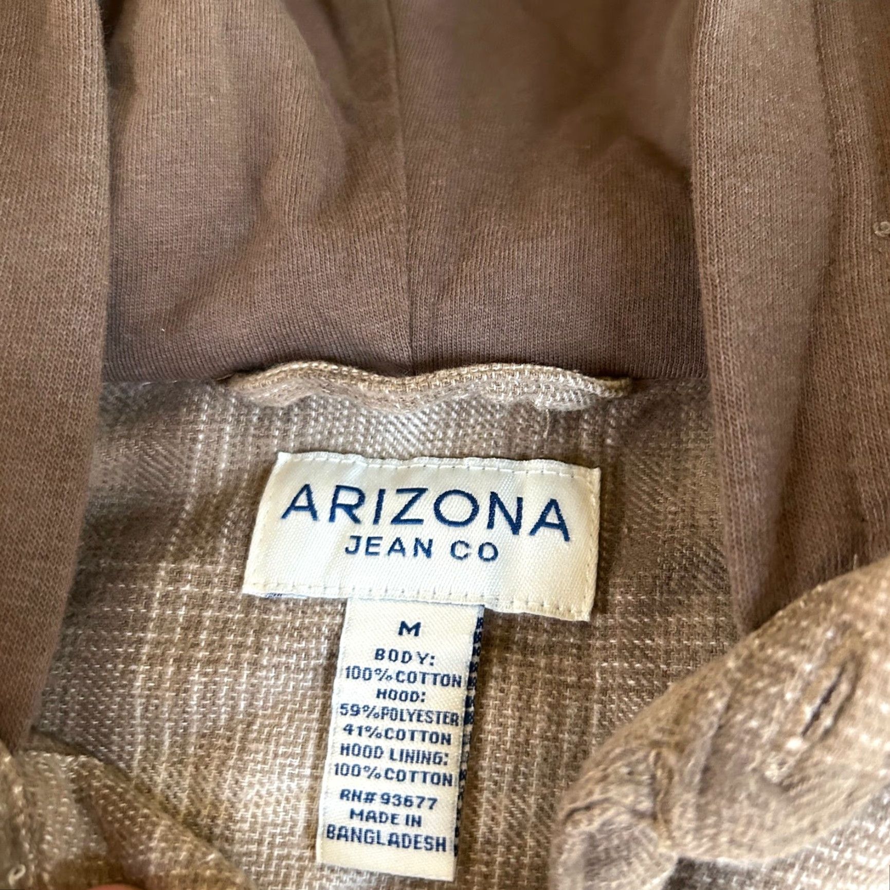 Vintage Arizona Jean Co. Hooded Flannel Shirt Plaid Button-Up Long Sleeve Mens Medium Brown Size US M / EU 48-50 / 2 - 2 Thumbnail