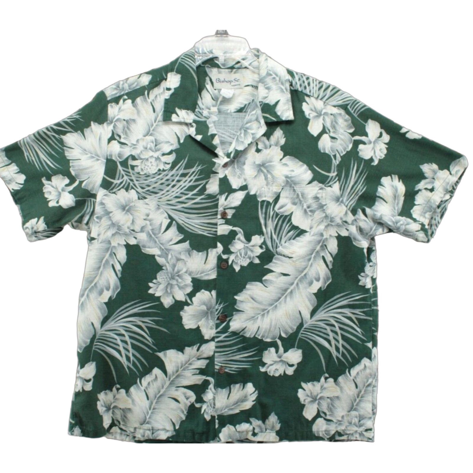 Vintage VINTAGE Bishop St. Hawaiian Shirt XL Green Floral Camp Collar Luau Vacation Mens Size US XL / EU 56 / 4 - 1 Thumbnail