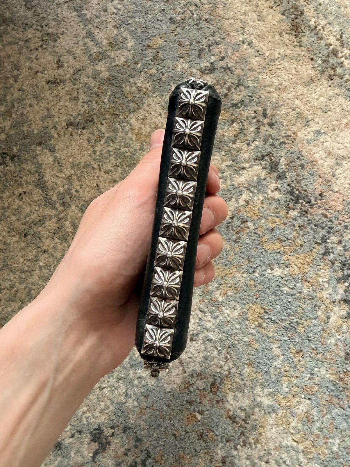 Chrome Hearts Chrome Hearts Pyramid Plus Studded Black Leather Zip Wallet Size ONE SIZE - 3 Thumbnail