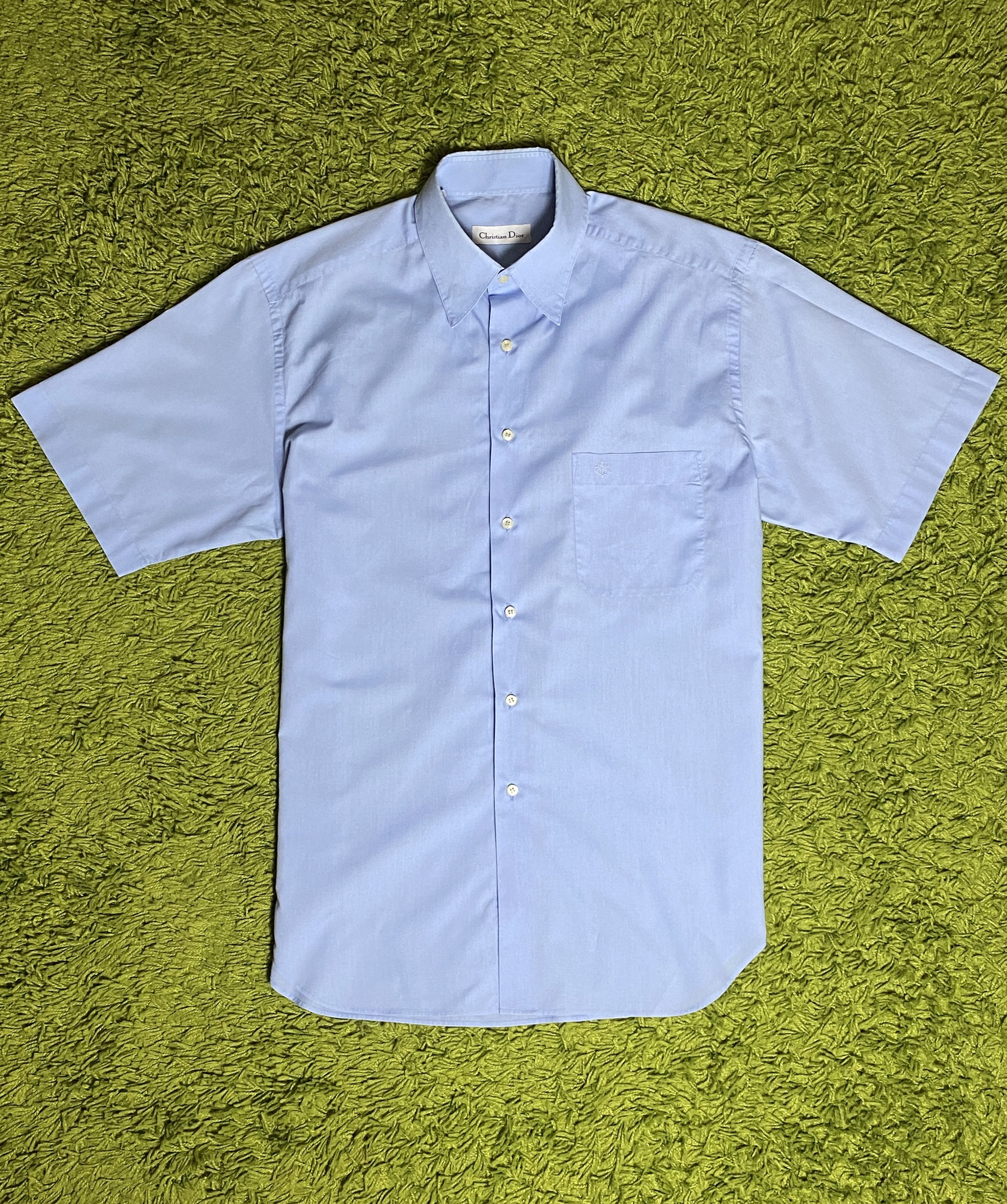 image of Christian Dior Monsieur x Dior Christian Dior Classic Short Sleeve Shirt With Logo in Blue (Size XL