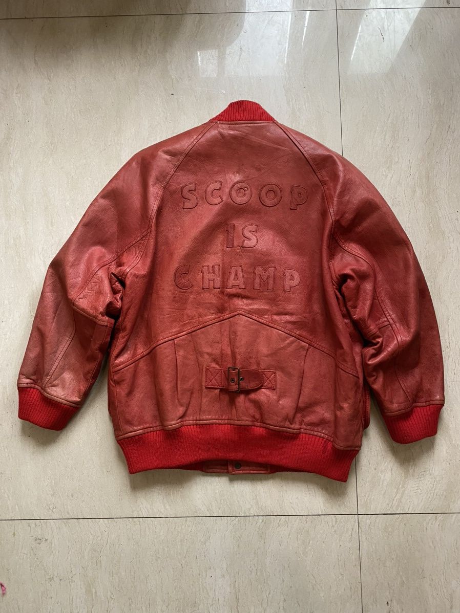 Vintage Vintage leather jacket scoop red Size US L / EU 52-54 / 3 - 7 Thumbnail