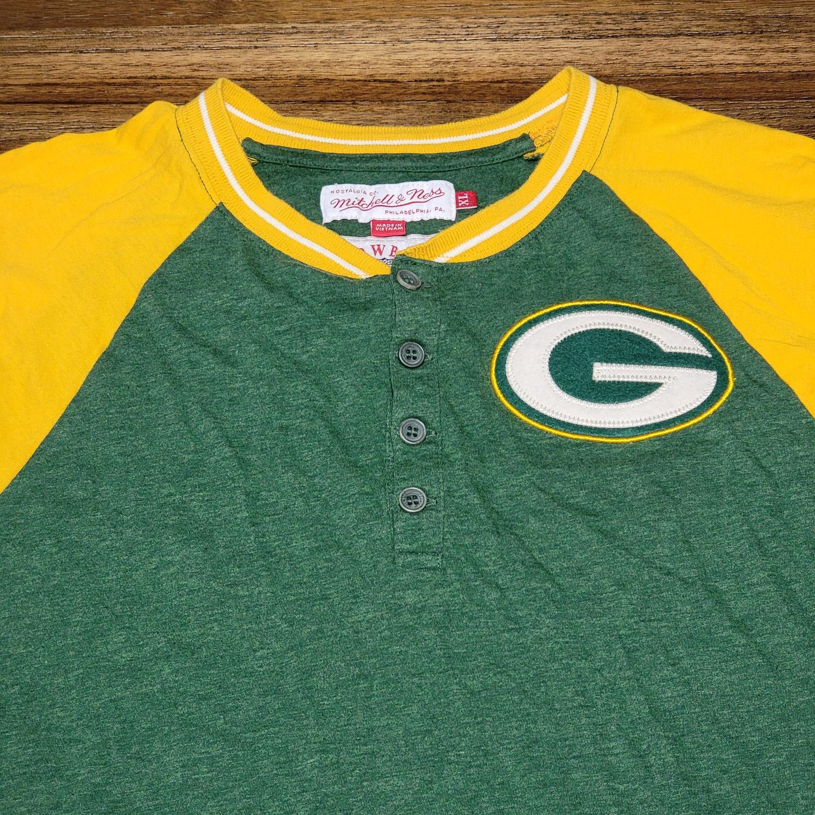 Mitchell & Ness NFL Throwbacks Green Bay Packers Henley Pajama Top - Size XL Size XL / US 12-14 / IT 48-50 - 2 Thumbnail