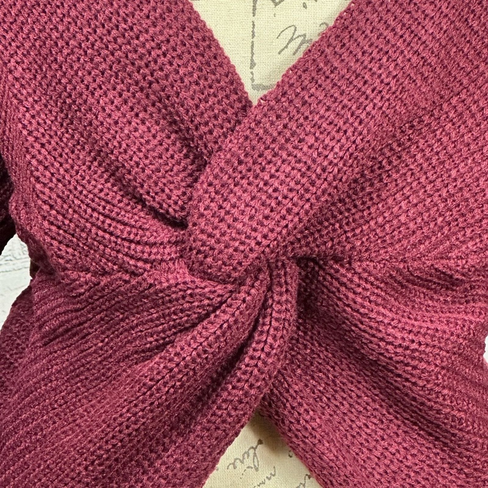Other Reversible Twisted Knit Long Sleeve Fall Sweater Burgundy M Size M / US 6-8 / IT 42-44 - 10 Thumbnail