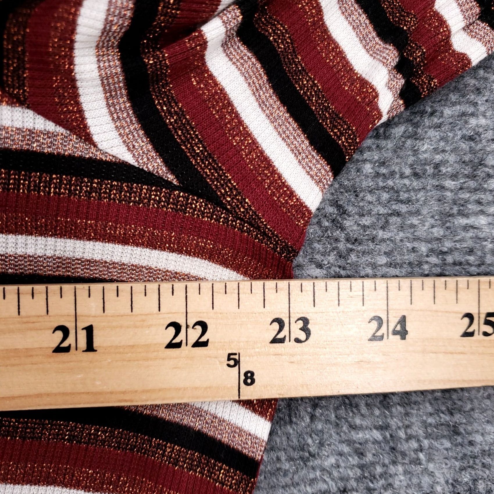 Apt. 9 Apt 9 Top Womens XL Red Striped Knit Ribbed Short Sleeve Pullover Stretch Casual Size XL / US 12-14 / IT 48-50 - 5 Thumbnail