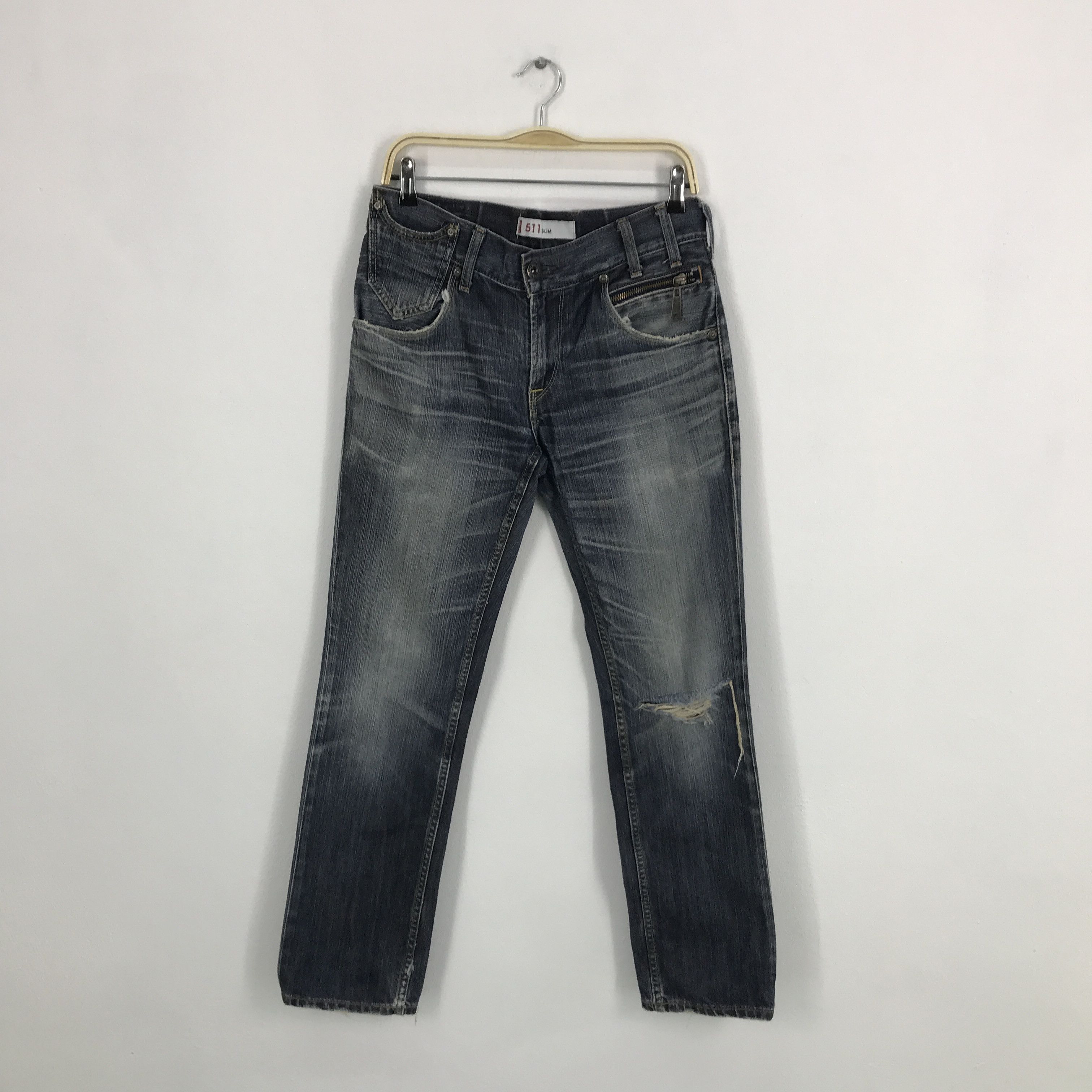 Levi's × Levi's Vintage Clothing Levis 511 Skinny Strauss distressed jean pants Size US 32 / EU 48 - 1 Thumbnail