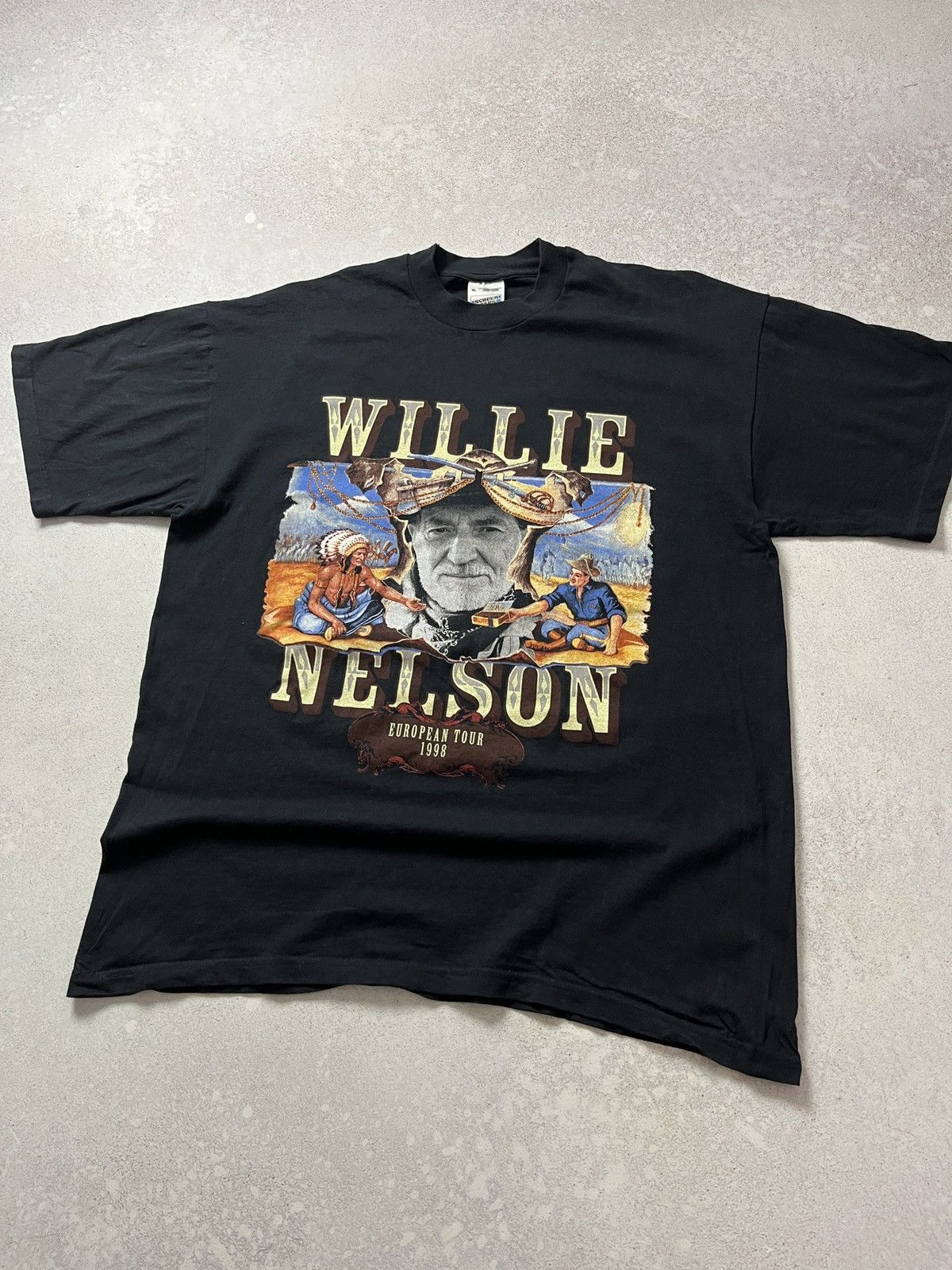 Band Tees Vintage Willie Nelson Band T-Shirt 90s European Tour 1998 Size US XL / EU 56 / 4 - 3 Thumbnail