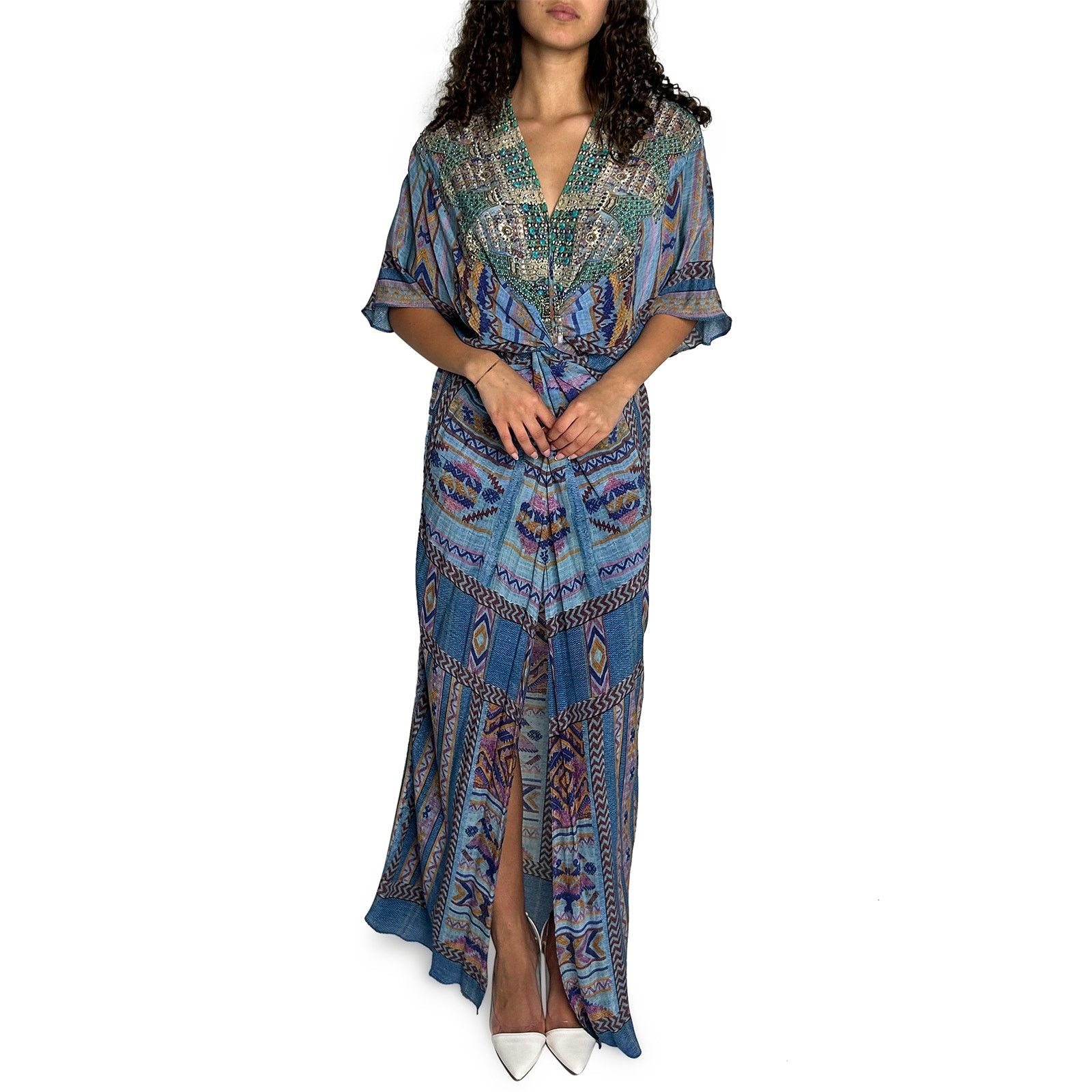 CAMILLA Gather Waist Blue Maxi Dress Size M / US 6-8 / IT 42-44 - 4 Thumbnail