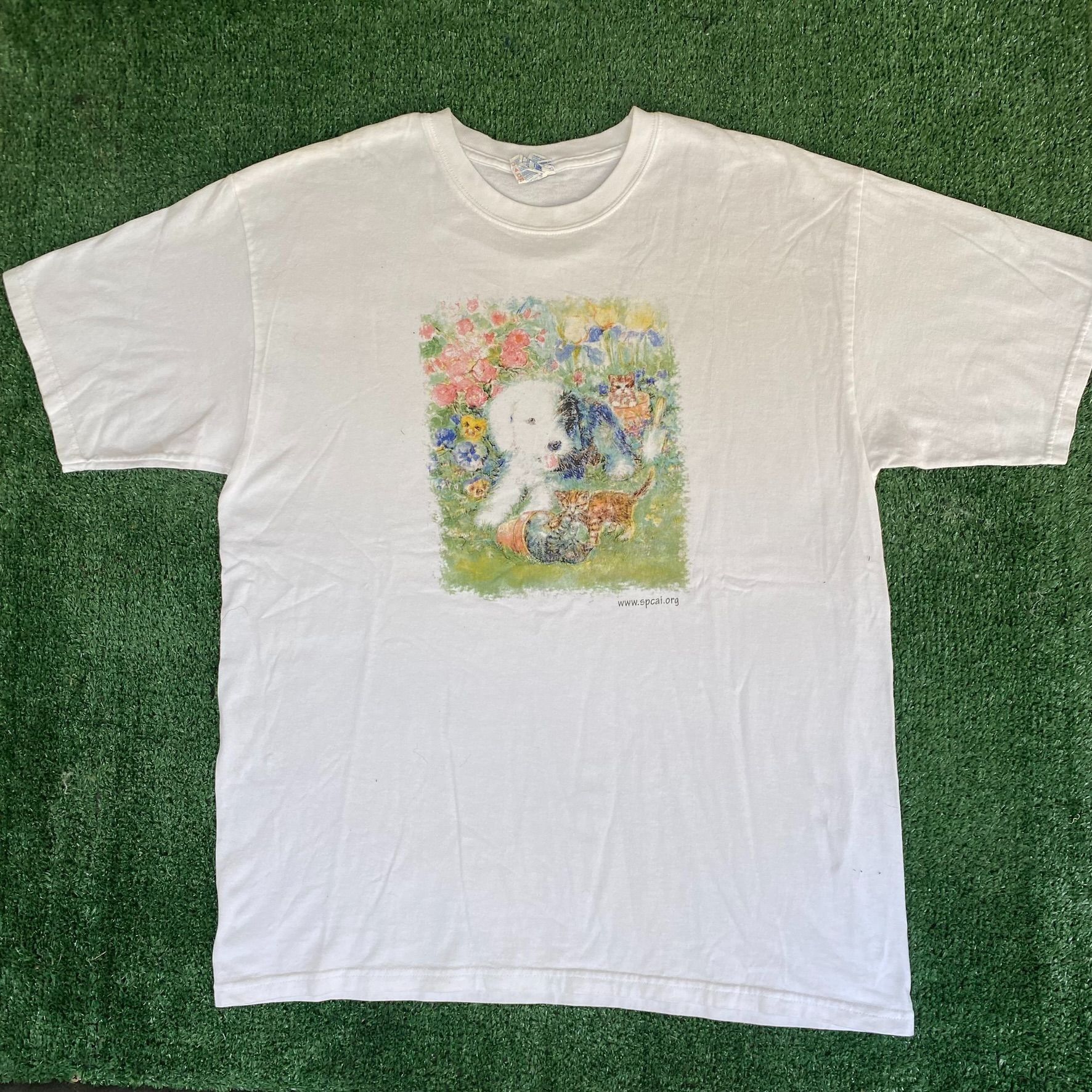 Vintage Vintage Y2K Cute Dog Shirt SPCA Kitten Animal Painting Tee Size US L / EU 52-54 / 3 - 1 Thumbnail