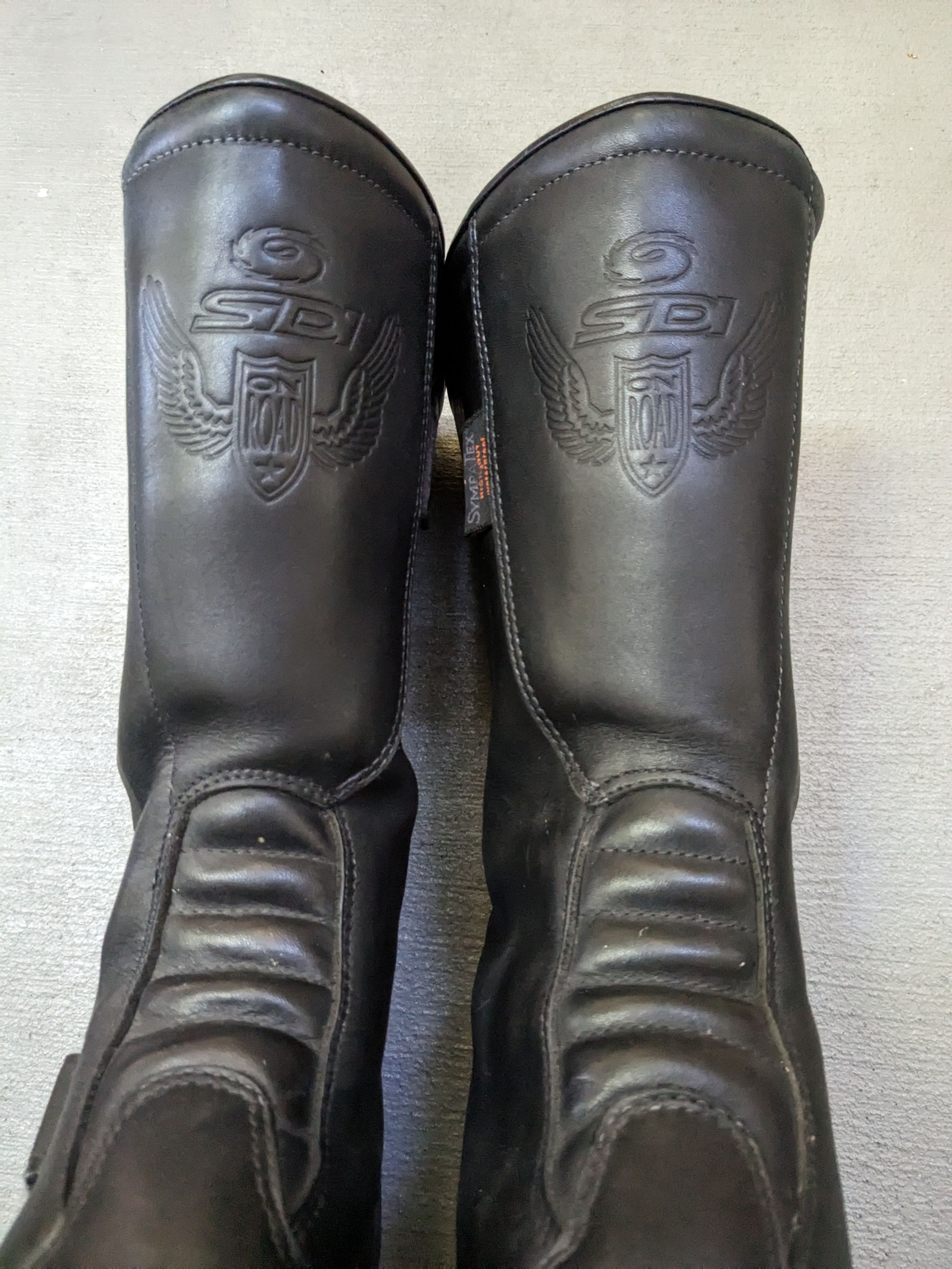 Vintage Moto Boots Black 12.5 Leather Biker Moto Rubber Italy Size US 12.5 / EU 45-46 - 4 Thumbnail