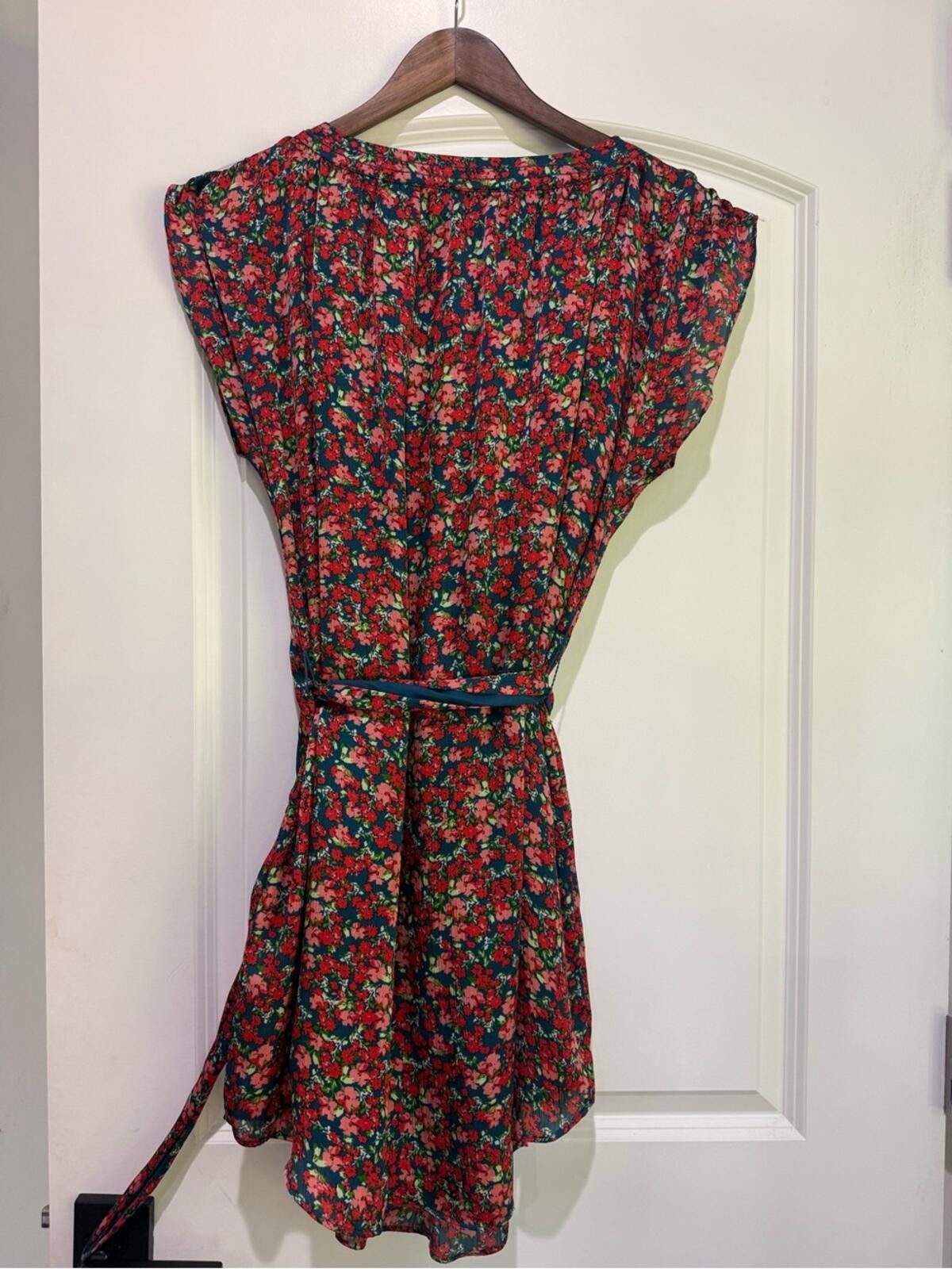 Other Allen B. By Allen Schwartz Floral Belted Mini Dress Size L / US 10 / IT 46 - 4 Thumbnail