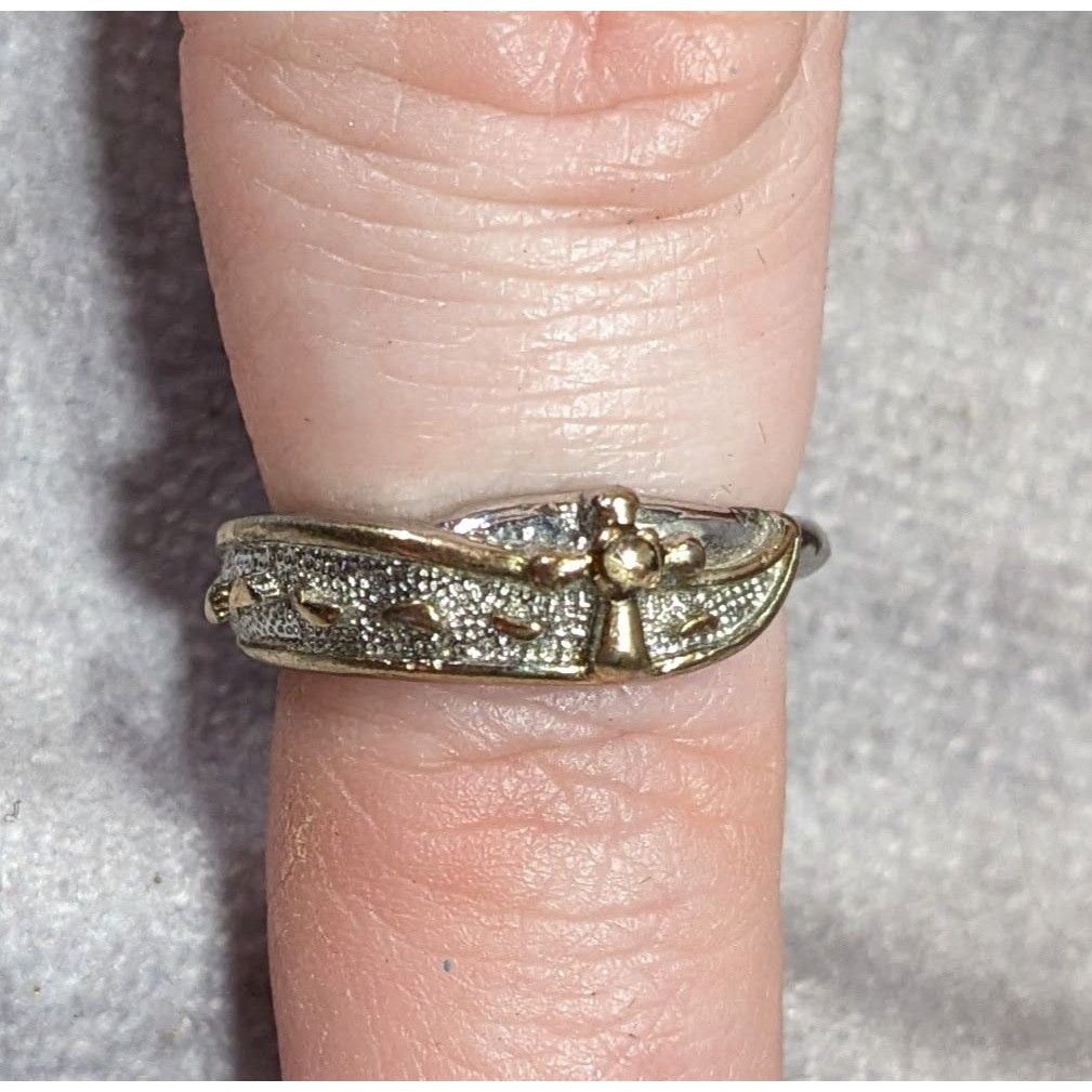 Other Religious Footprint And Cross Christian Silver Tone Ring Size ONE SIZE - 9 Thumbnail
