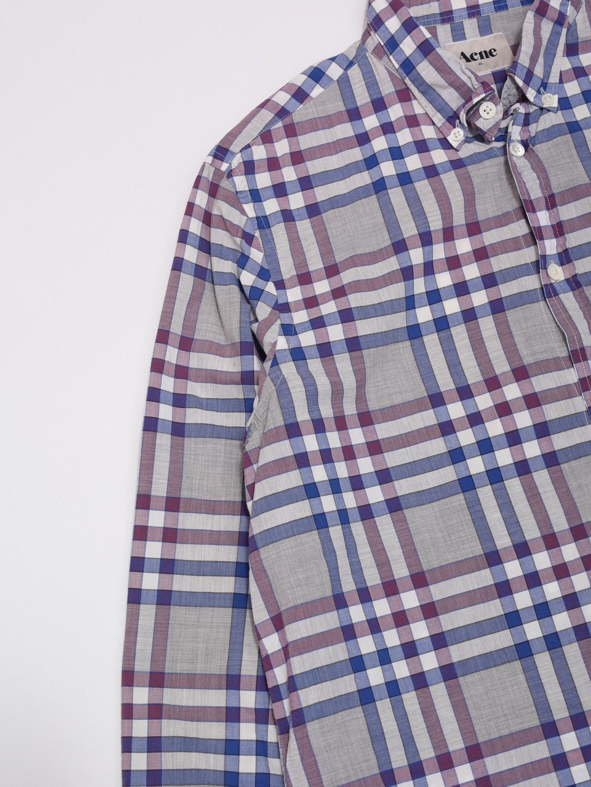 Acne Studios Acne Studios Straight Check AW10 Cotton Plaid Shirt Purple Size US M / EU 48-50 / 2 - 4 Thumbnail