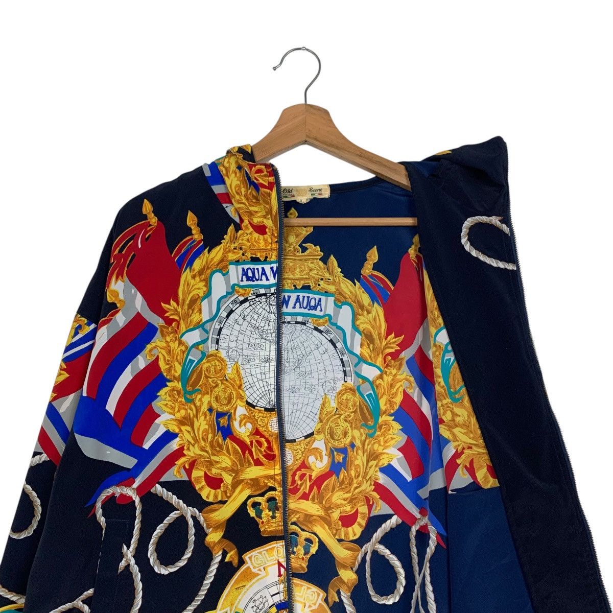 Vintage Vintage AQUA WORLD Fullprint Poly Hoodie Jacket #2569-C116 Size US L / EU 52-54 / 3 - 11 Thumbnail