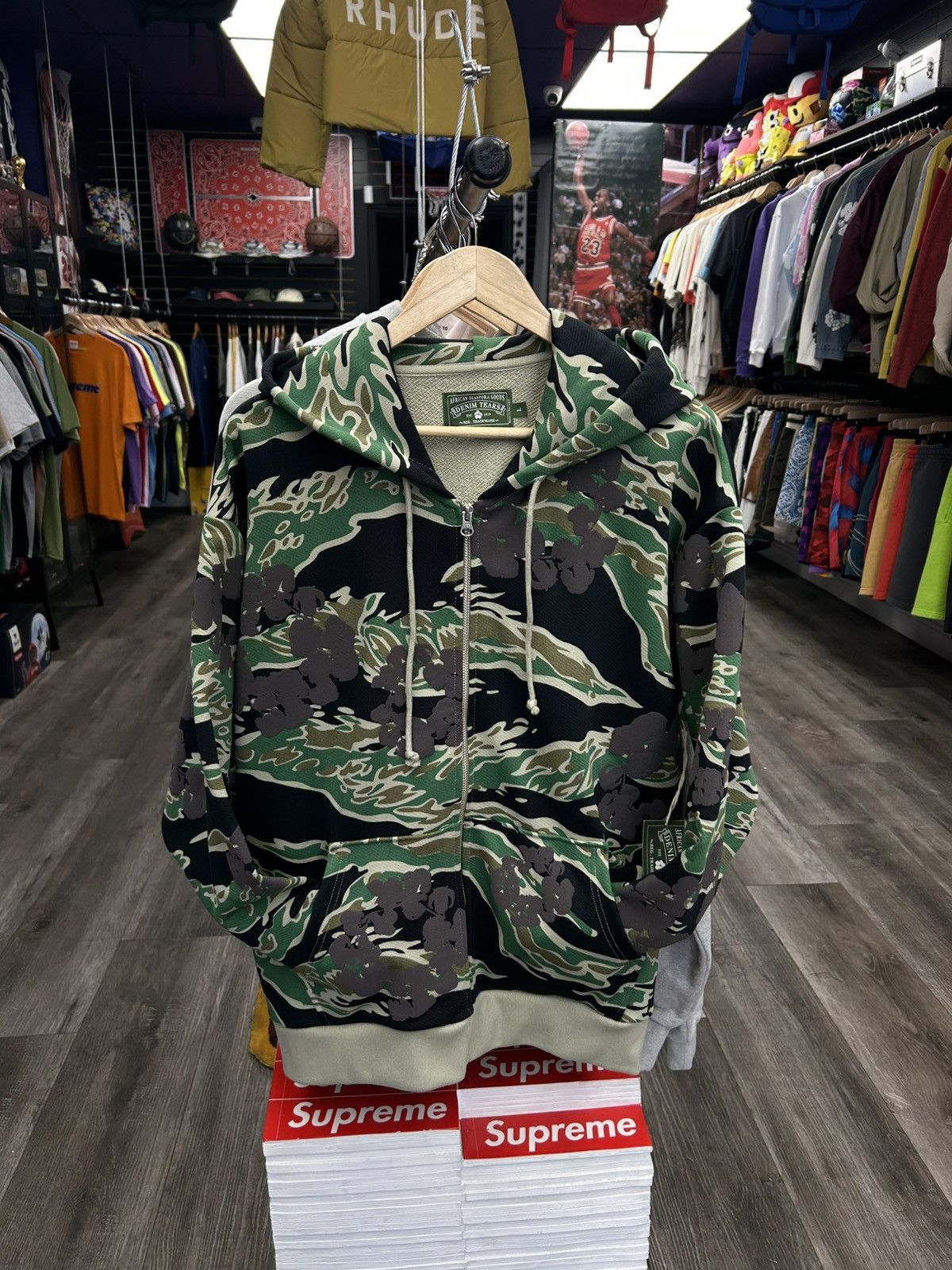Denim Tears The Cotton Wreath Zip Sweatshirt White Camo