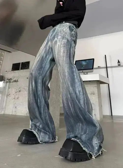 VIBE Street distressed corrugated crease micro-flared jeans Size US 32 / EU 48 - 8 Thumbnail