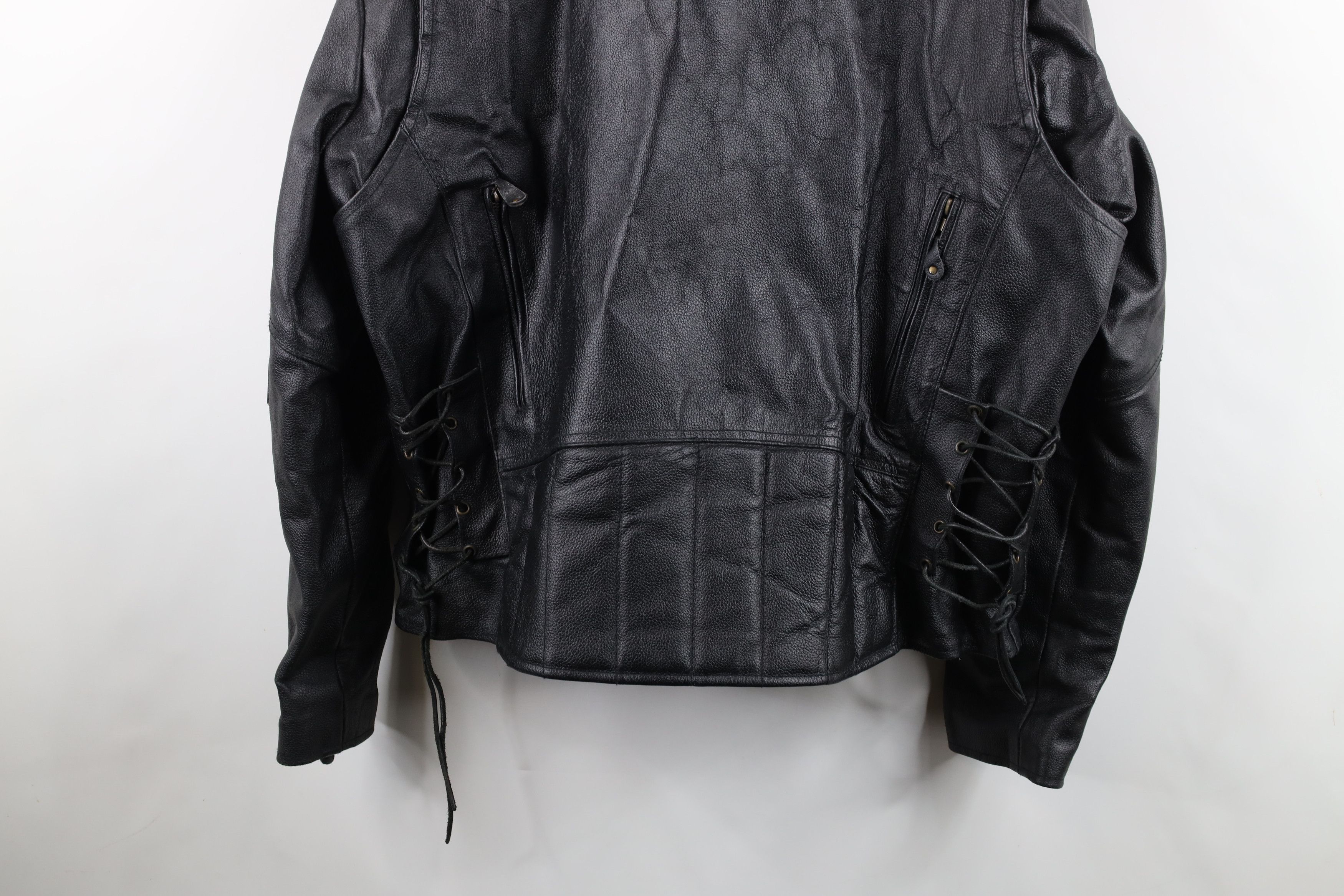 Vintage Vintage 90s Streetwear Lined Heavy Leather Motorcycle Jacket Size US XXL / EU 58 / 5 - 15 Thumbnail