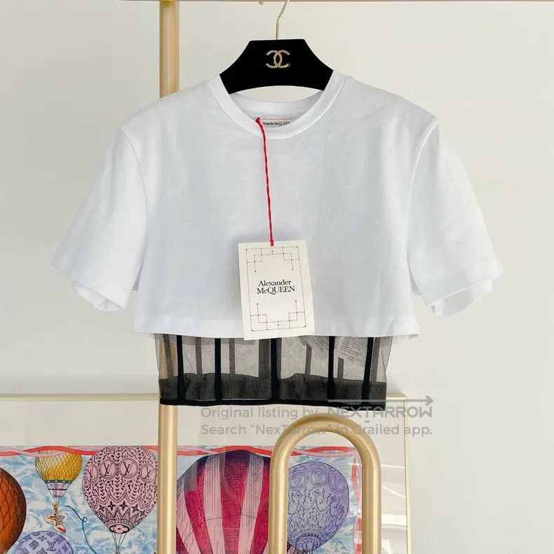 Alexander McQueen Alexander Mcqueen White fishbone short sleeves Size XS / US 0-2 / IT 36-38 - 1 Thumbnail